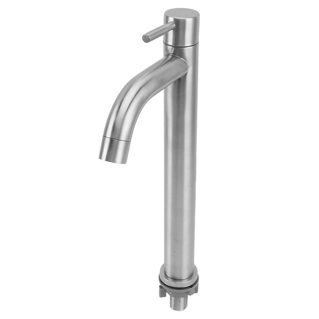 Single Cold Water Kitchen Faucet Stainless Steel Single Hole Bathroom Faucet for Home Apartment Tall Bent