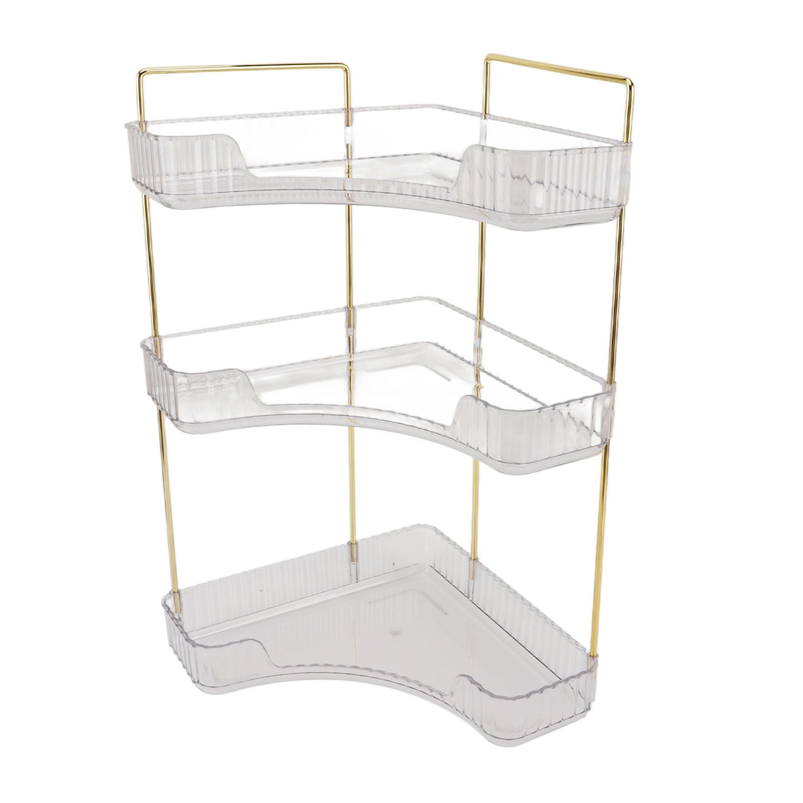 3 Tier Makeup Shelf Organizer Easy Access Aesthetic Corner Bathroom Countertop Organizer for Cosmetics Skincare Transparent