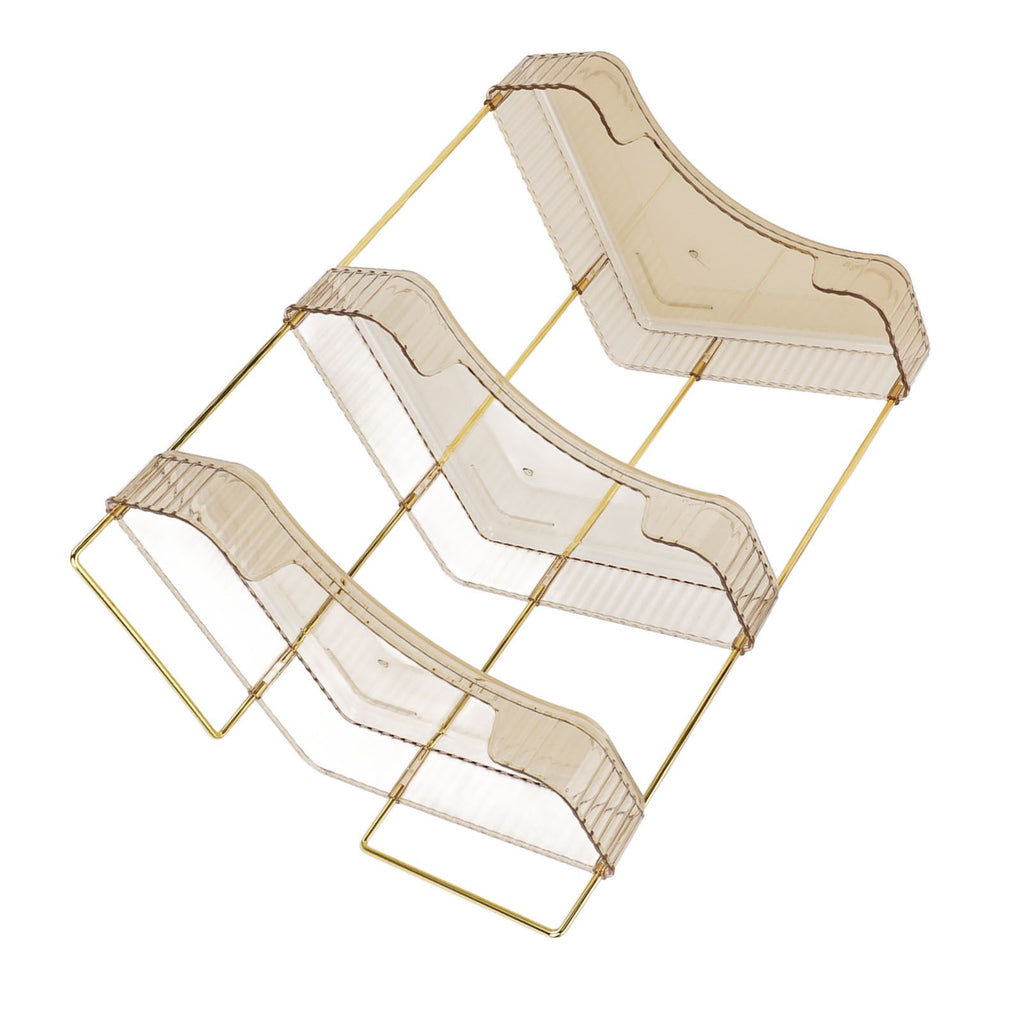 3 Tier Makeup Shelf Organizer Easy Access Aesthetic Corner Bathroom Countertop Organizer for Cosmetics Skincare Amber