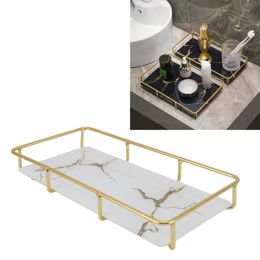 Bathroom Vanity Tray Modern Stylish Anti Slip Kitchen Sink Countertop Storage Organizer S White