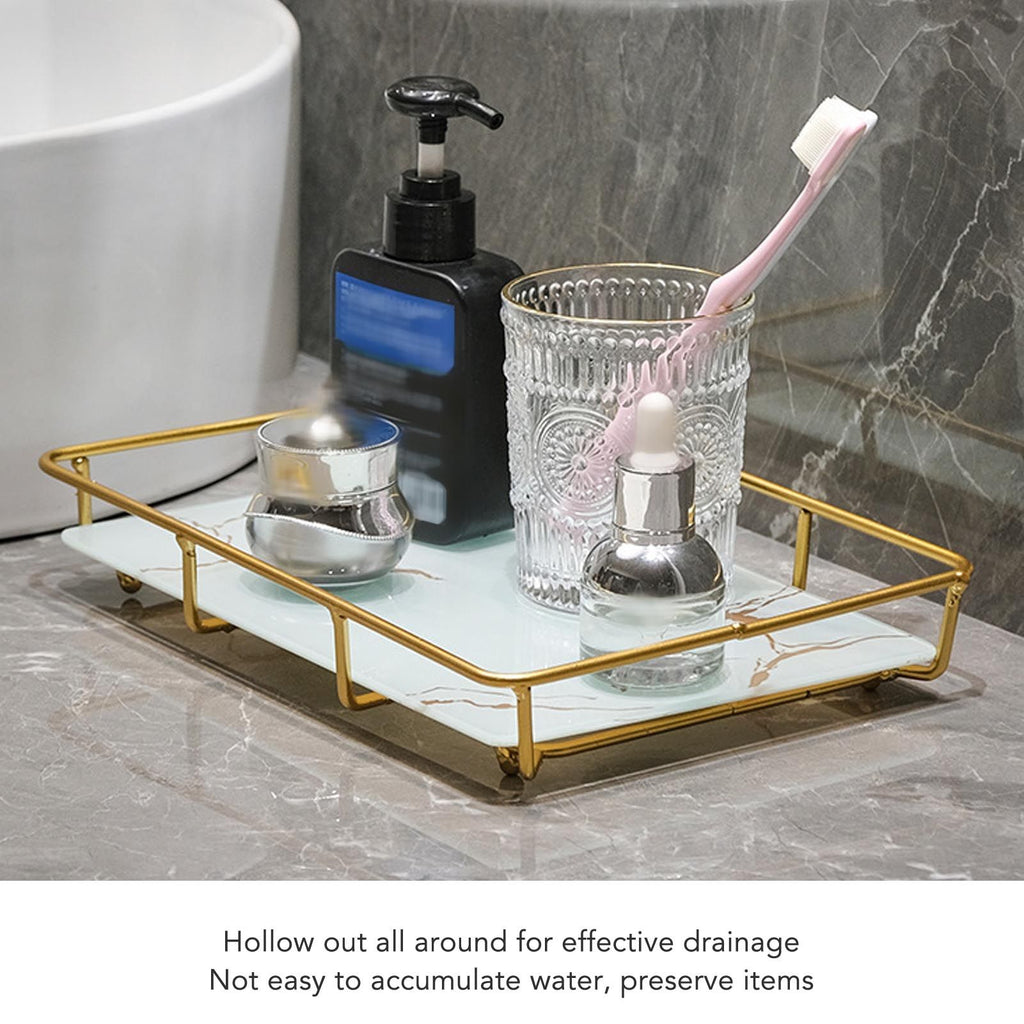 Bathroom Vanity Tray Modern Stylish Anti Slip Kitchen Sink Countertop Storage Organizer S White