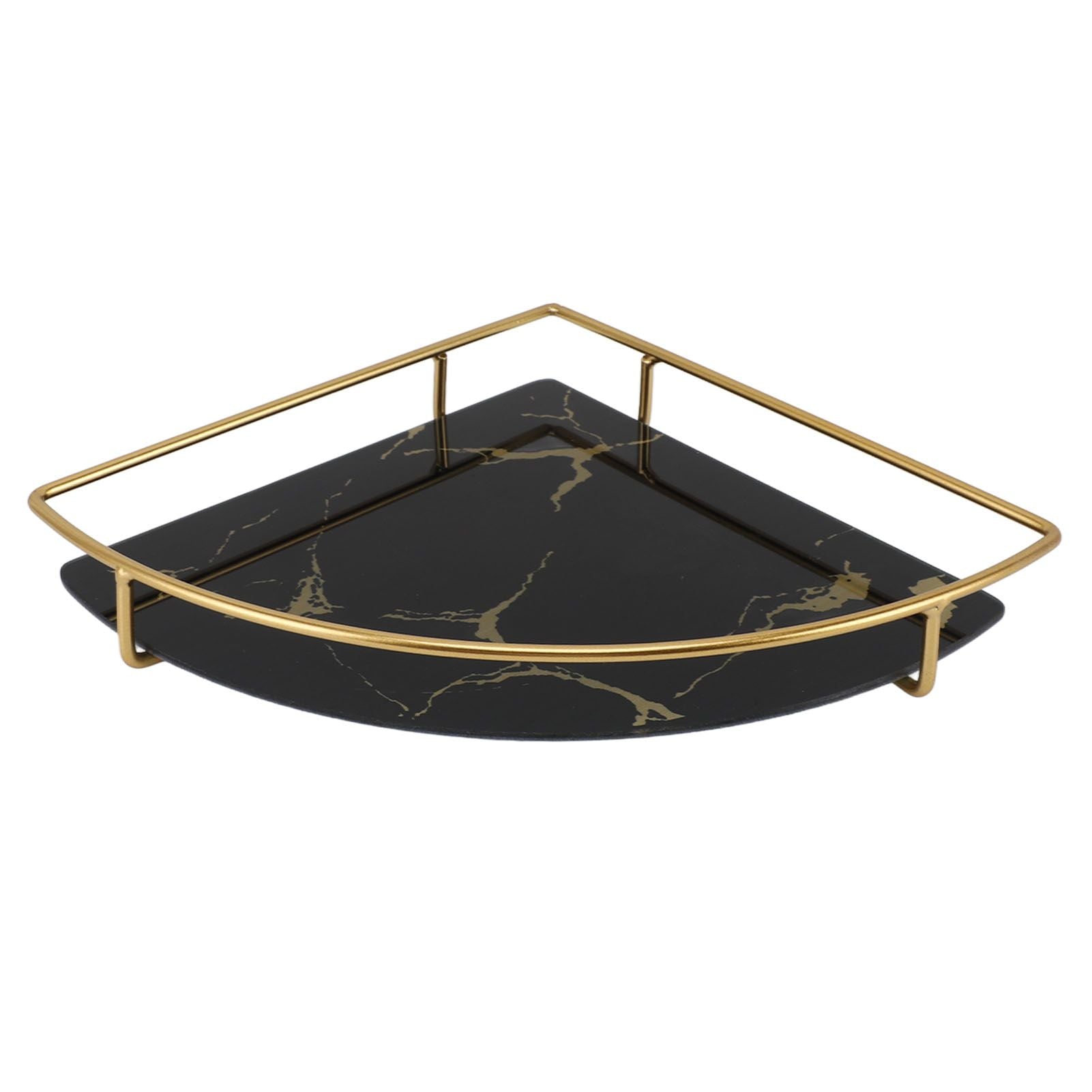 Bathroom Storage Tray Light Luxury Decorative Golden Texture Triangle Bathroom Organiser Tray for Soap Towel Paper Napkins Jewellery Makeup Black