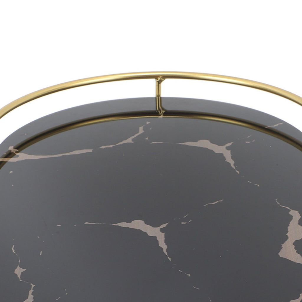 Bathroom Storage Tray Light Luxury Decorative Golden Texture Oval Bathroom Organiser Tray for Soap Towel Paper Napkins Jewellery Makeup Black Base