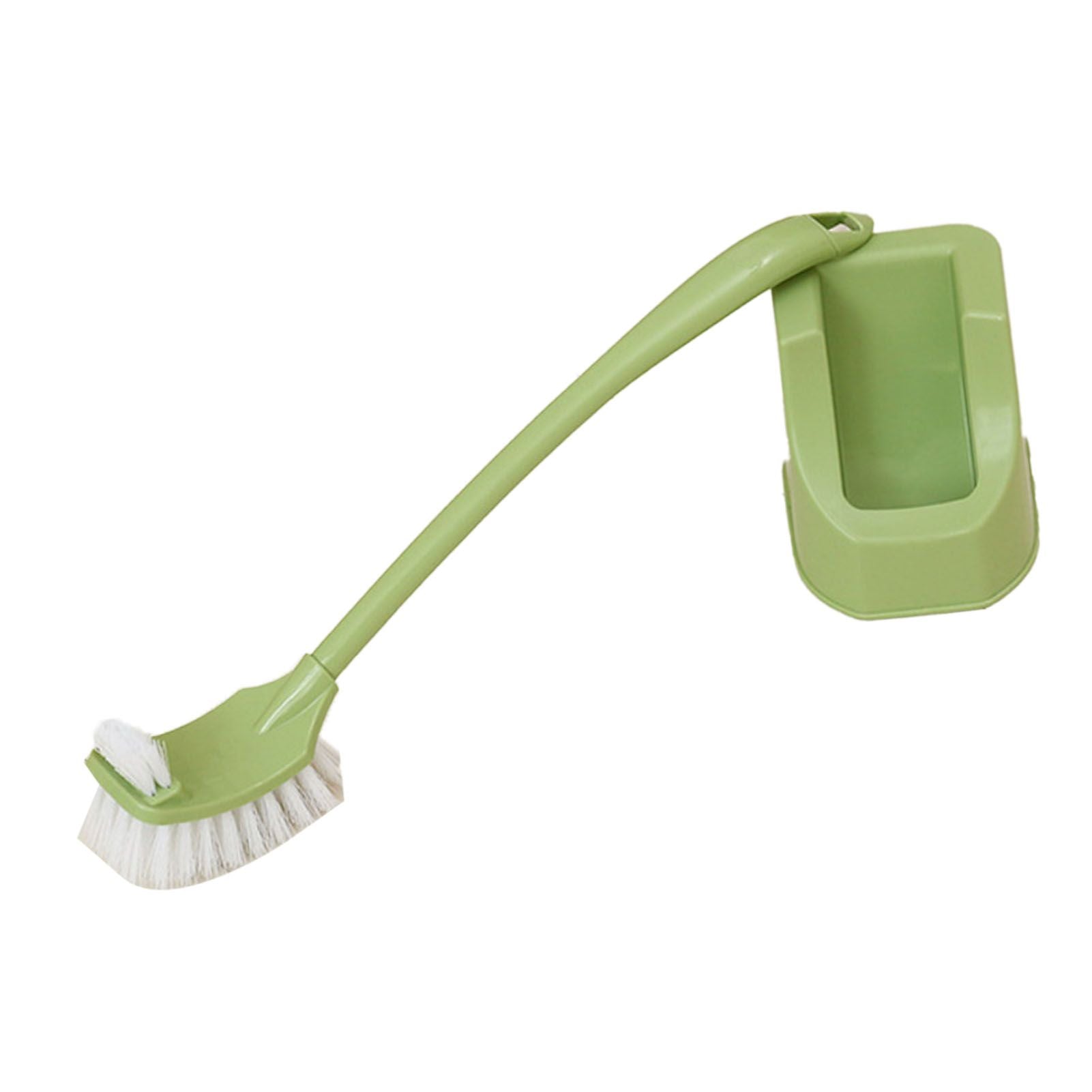 Toilet Brush Set Plastic Double Sided Brush Head Toilet Scrubber Holder Set for Home Hotel Bedroom Green