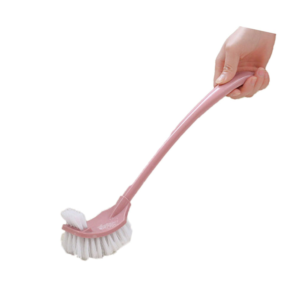 Toilet Brush Set Plastic Double Sided Brush Head Toilet Scrubber Holder Set for Home Hotel Bedroom Pink
