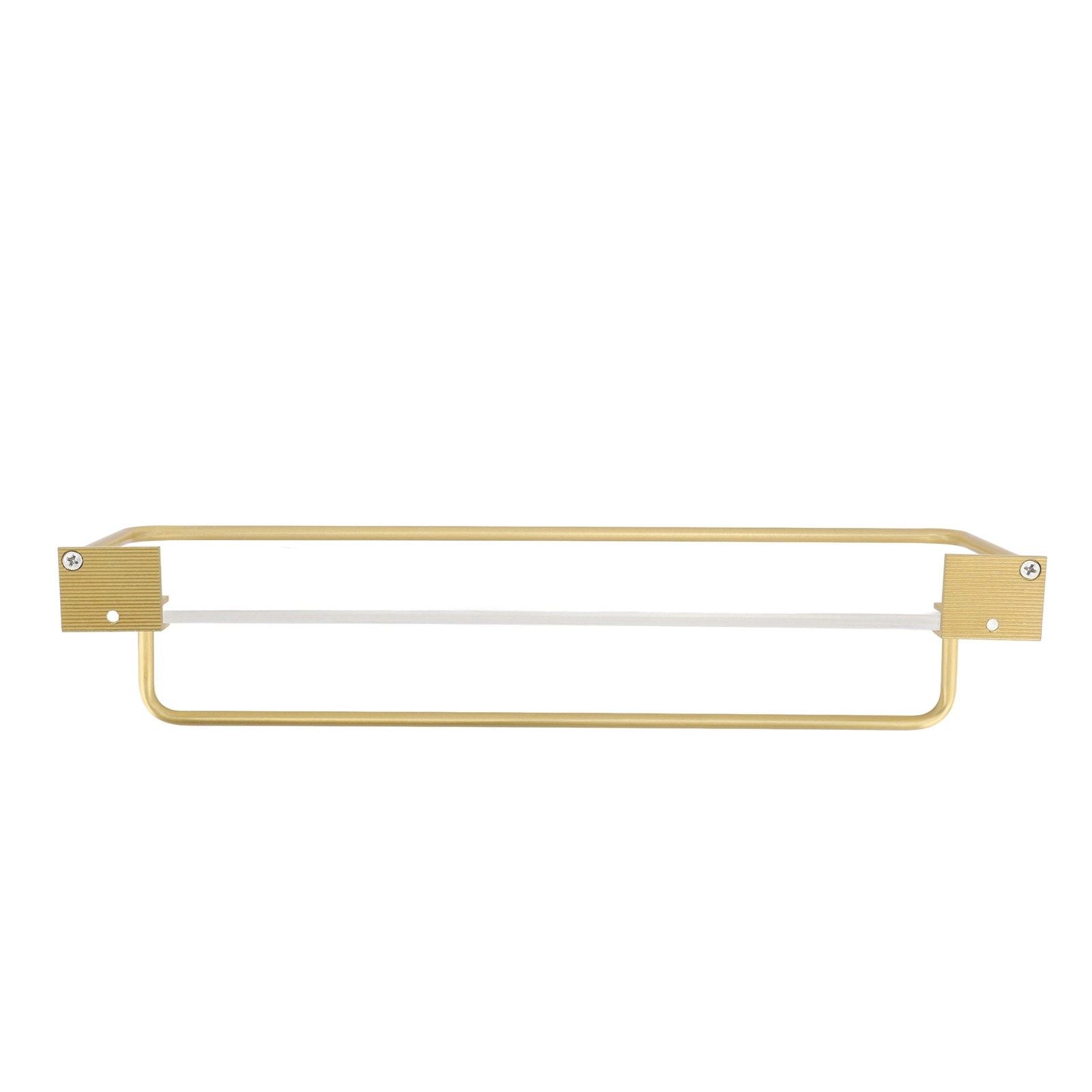 Bathroom Wall Shelf Space Aluminum and Acrylic Rustproof Punch Free Wall Mounted Floating Shelves 40cm Gold