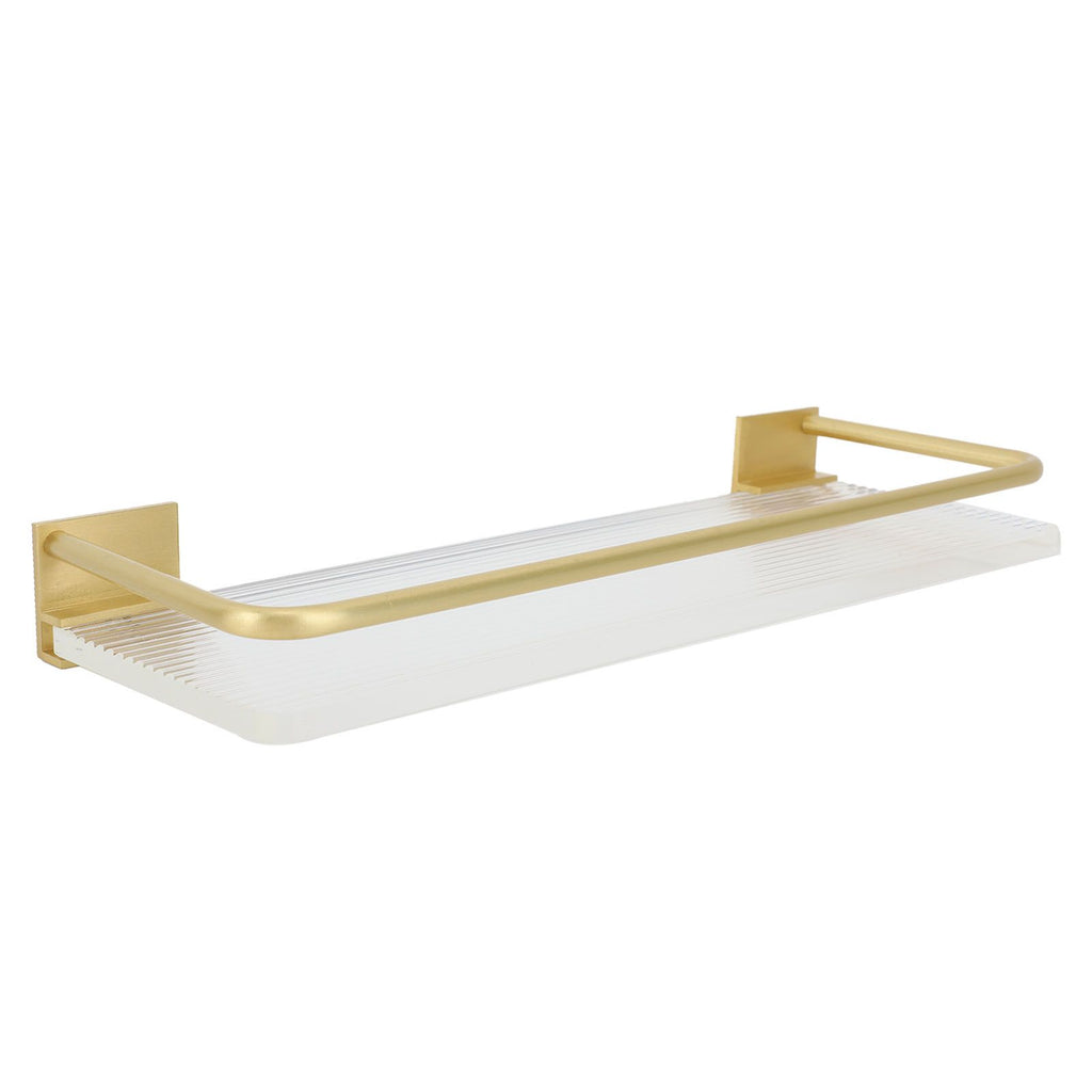Floating Shelf Space Aluminum Acrylic Wall Mounted Decorative Storage Shelf for Kitchen Bathroom Living Room Bedroom Gold