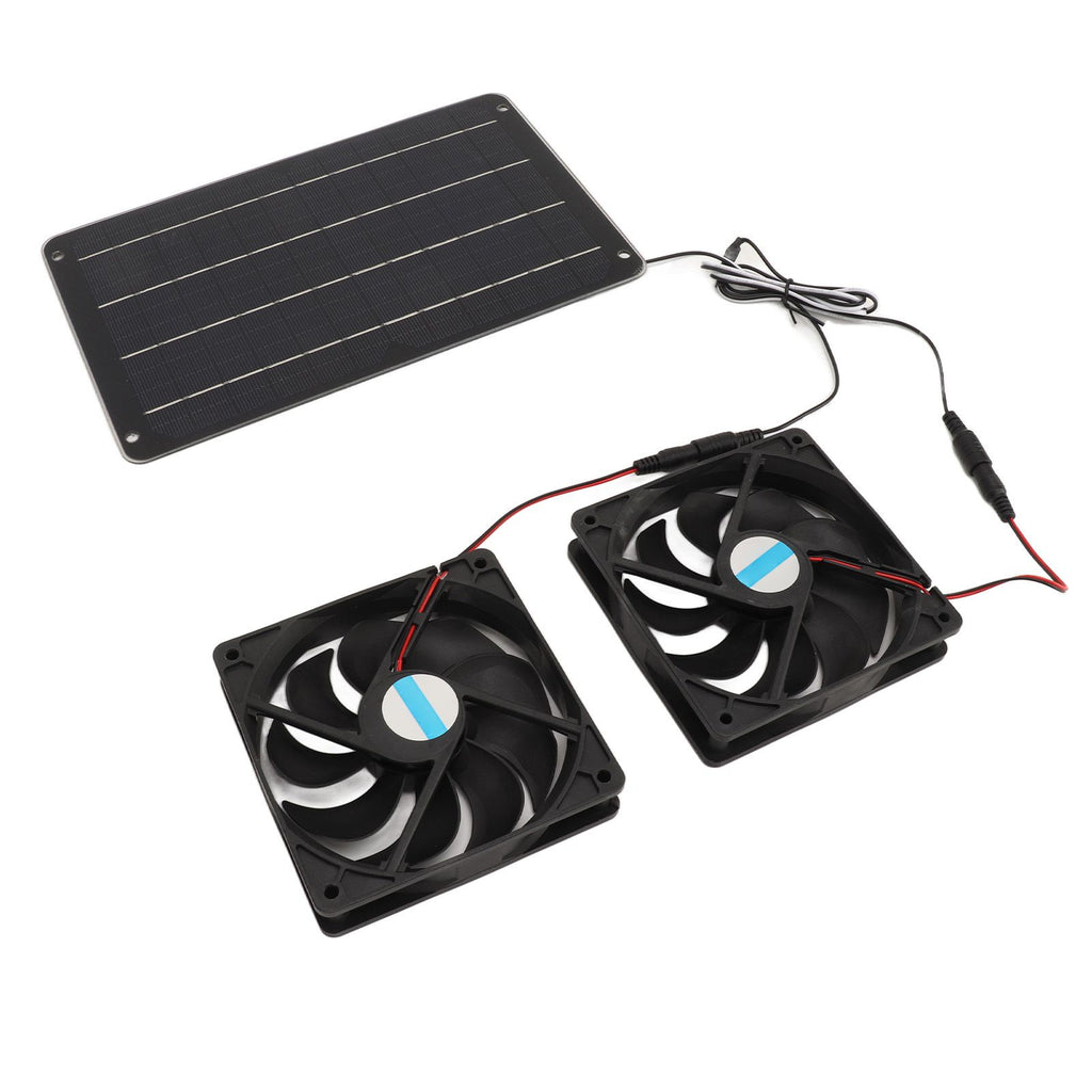 20W Solar Panel Fan Kit Heat Dissipation Ventilation Solar Powered Dual Fan with Switch for Chicken House Greenhouse Dog House