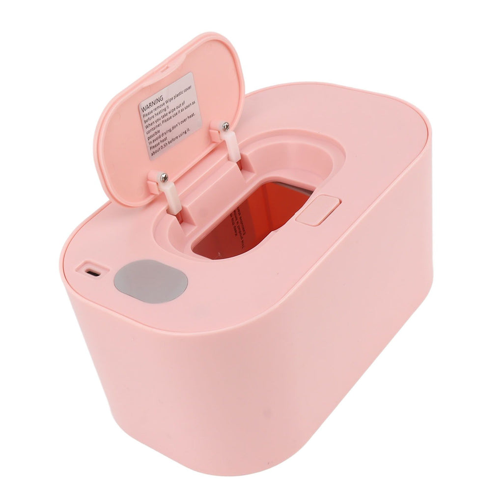 Wipe Warmer Wet Wipe Dispenser USB Powered Constant Temperature Large Capacity with Display Wipe Heater for Infants Pink