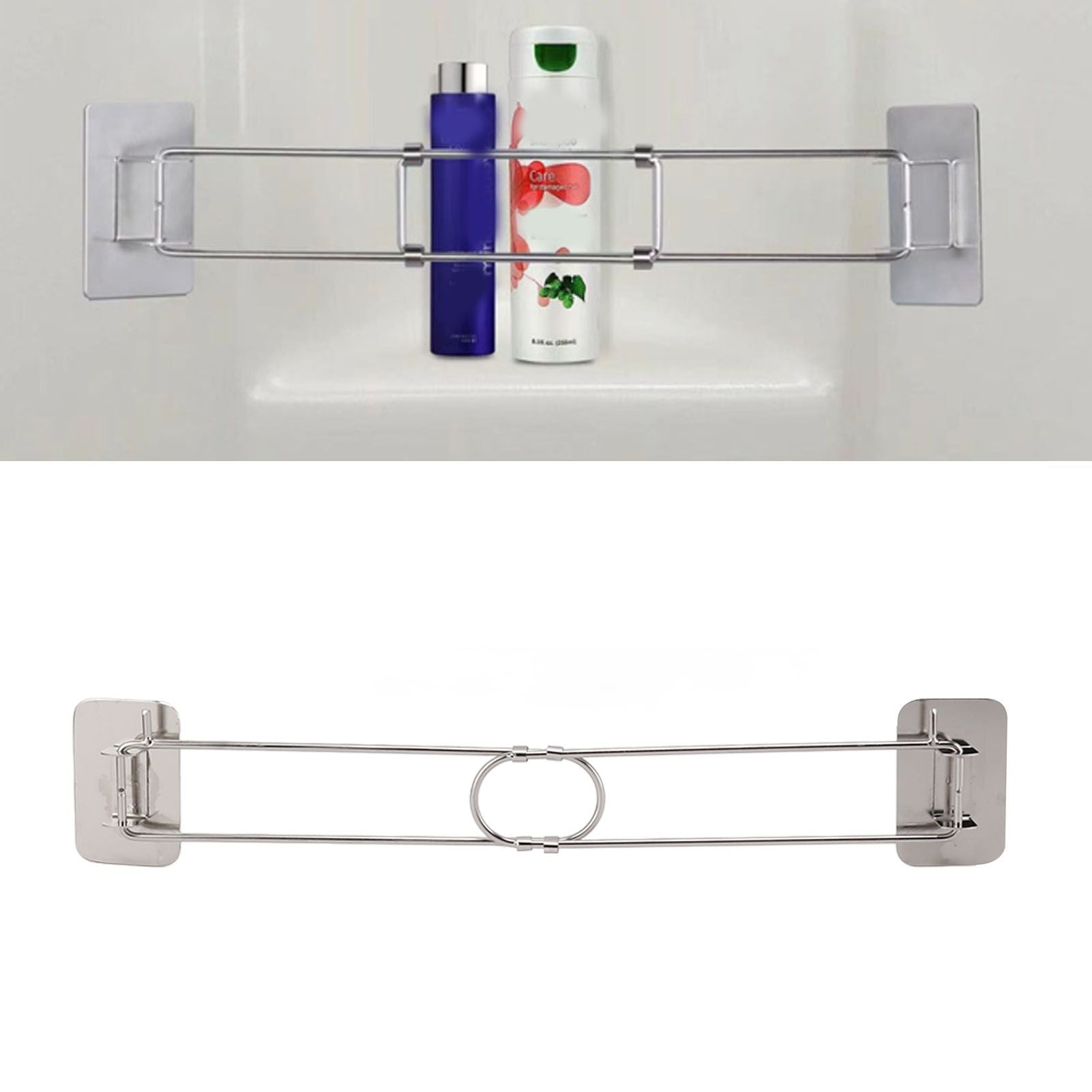RV Corner Storage Bar Stainless Steel Adjustable Steel Rod with Hook for Securing