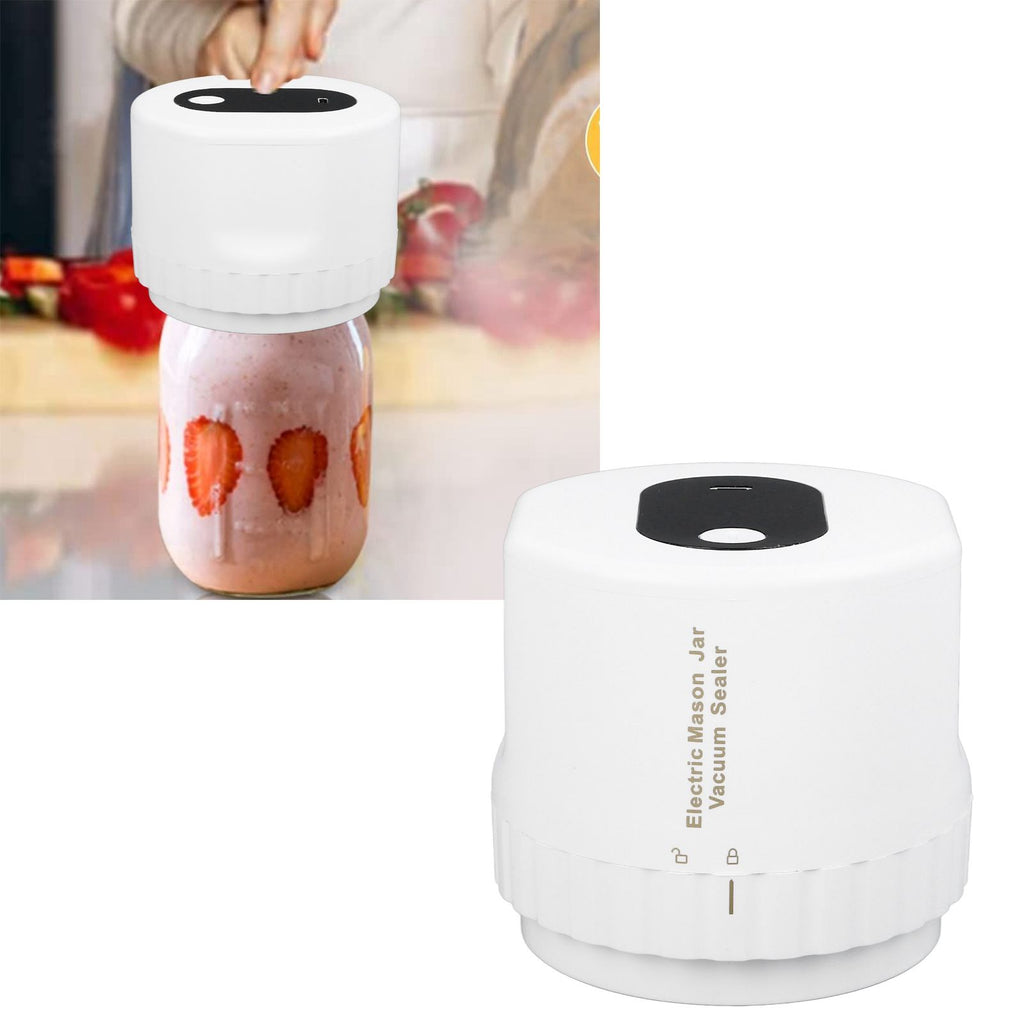 Electric Jar Vacuum Sealer Kit Automatic USB Rechargeable Canning Jars Vacuum Sealing Machine with Lids for Food Storage Fermentation White