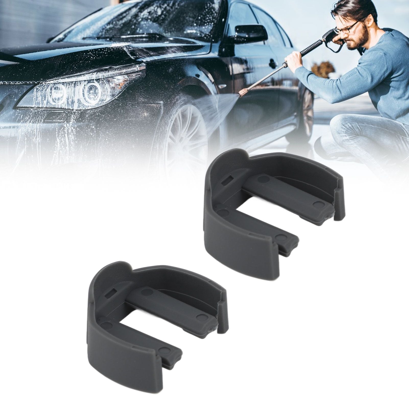2 PCS Car Washer Quick Connector Buckle Lightweight ABS Power Washer C Clip Buckle for Karcher K2 K3 K7 Grey
