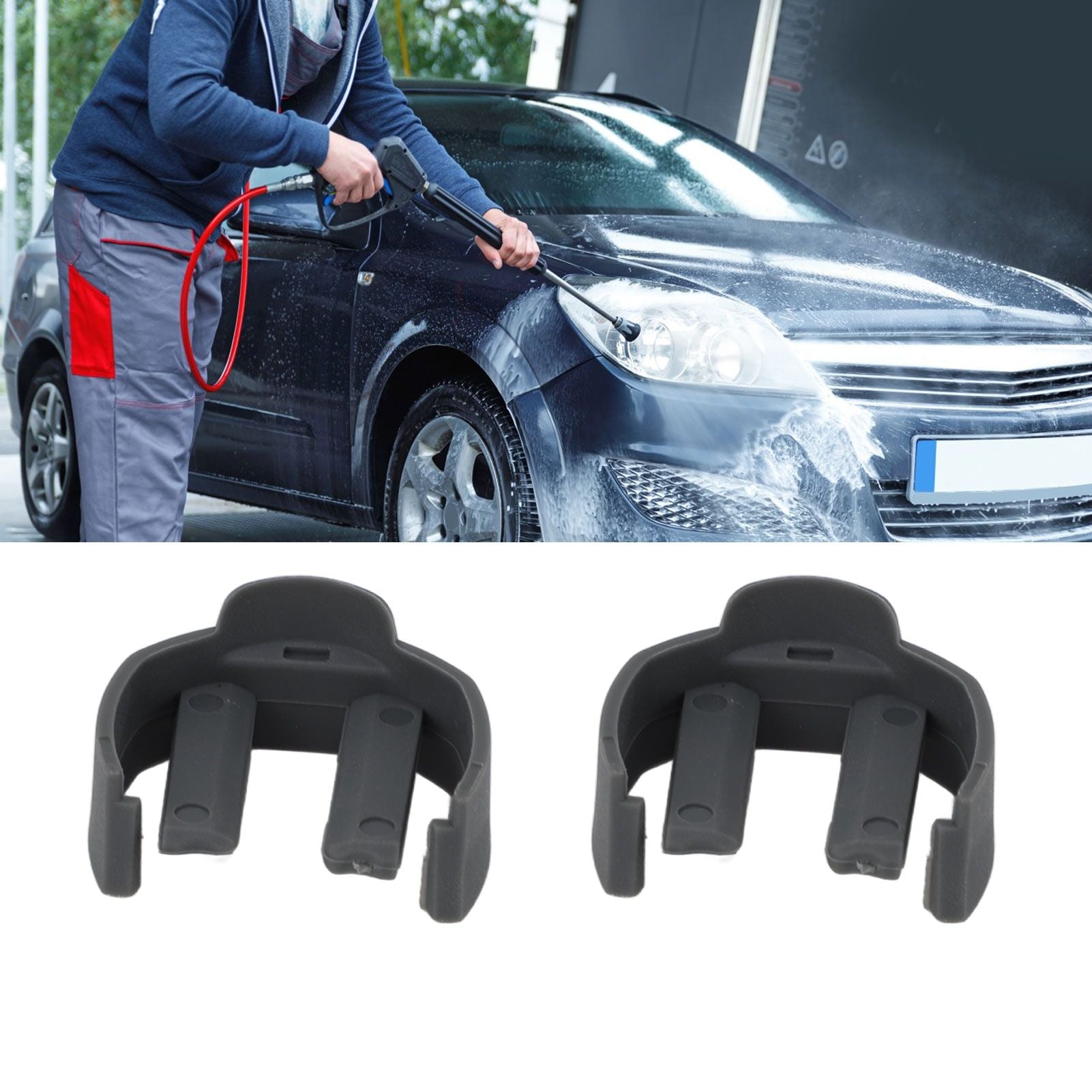 2 PCS Car Washer Quick Connector Buckle Lightweight ABS Power Washer C Clip Buckle for Karcher K2 K3 K7 Grey
