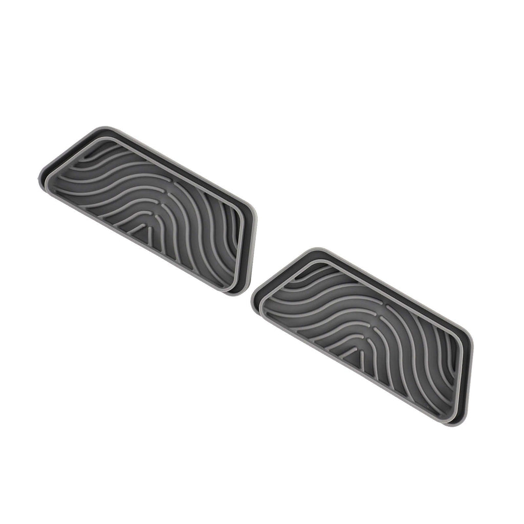 2Pcs Refrigerator Water Drip Tray Catcher Trapezoidal Silicone Refrigerator Drip Tray Catcher for GE for Samsung Grey