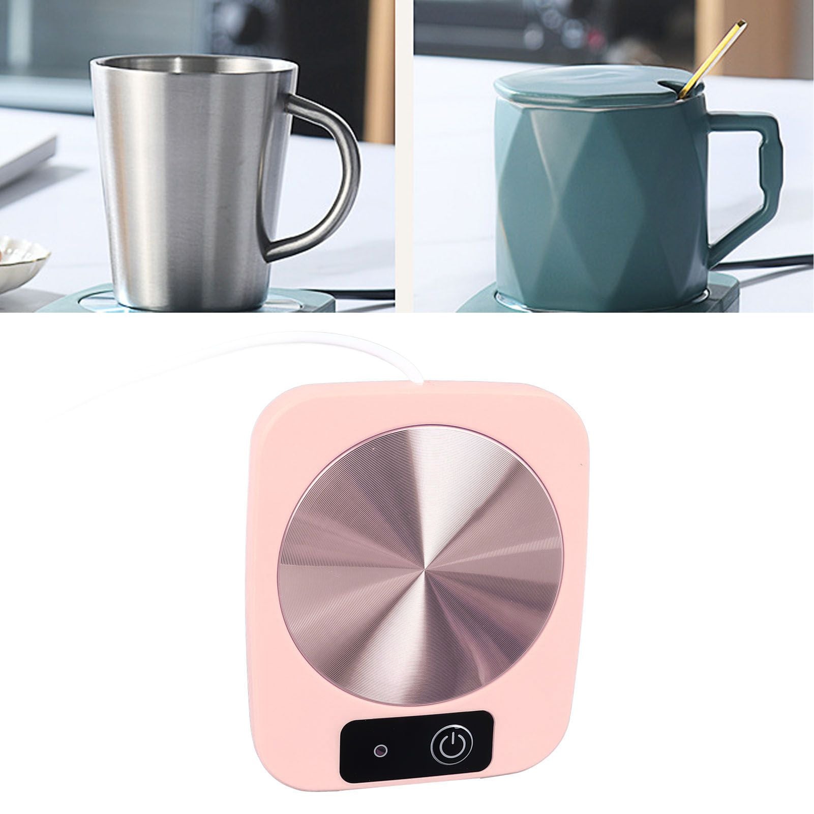 Coffee Warmer Smart Constant Temperature USB Powered Portable Mug Warmer for Office Travel Home Pink