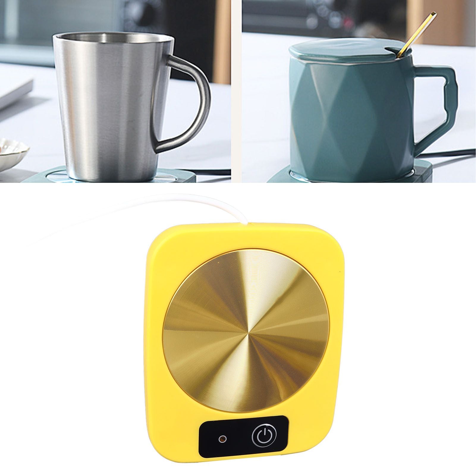 Coffee Warmer Smart Constant Temperature USB Powered Portable Mug Warmer for Office Travel Home Yellow