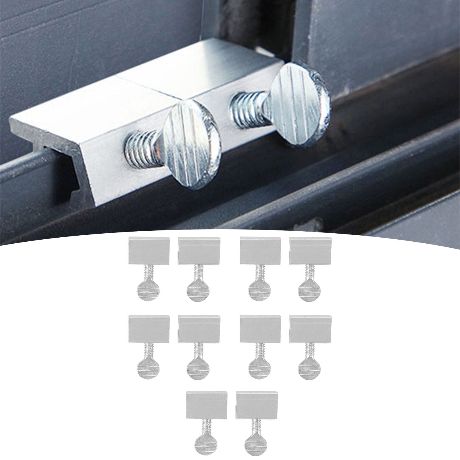 10pcs Sliding Window Security Lock Security Door Stopper Safety Lock Drill Free Install Anti Theft Limit Round Handle Silver
