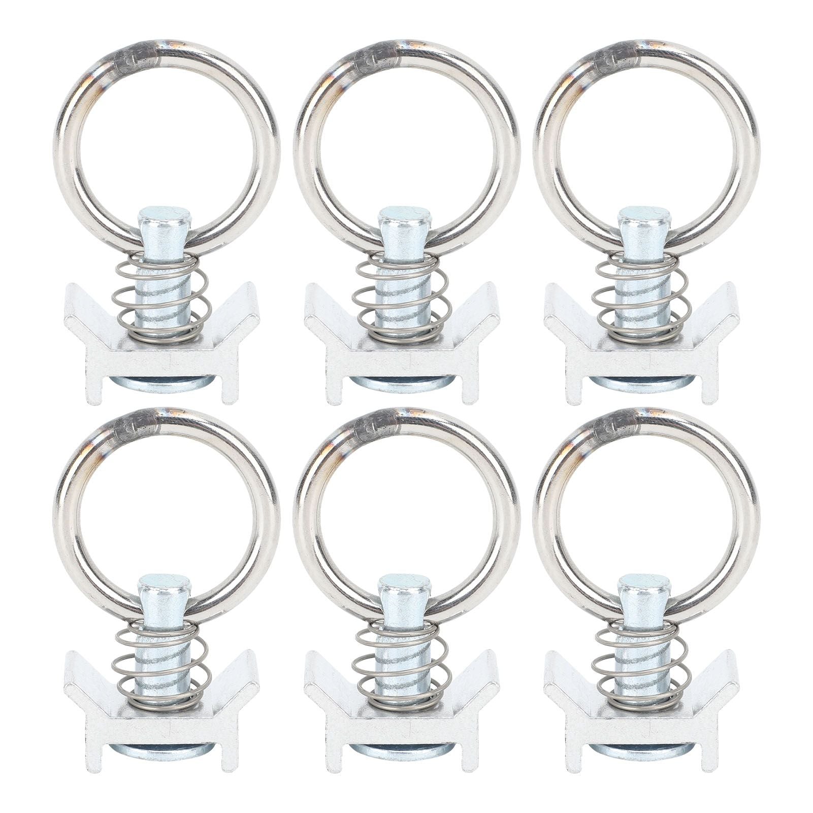 6PCS Single Stud Fitting L Track with Round Ring Stainless Steel Aluminum Cargo Control Stud Tie Down Fitting for Airline Track Logistic Installation