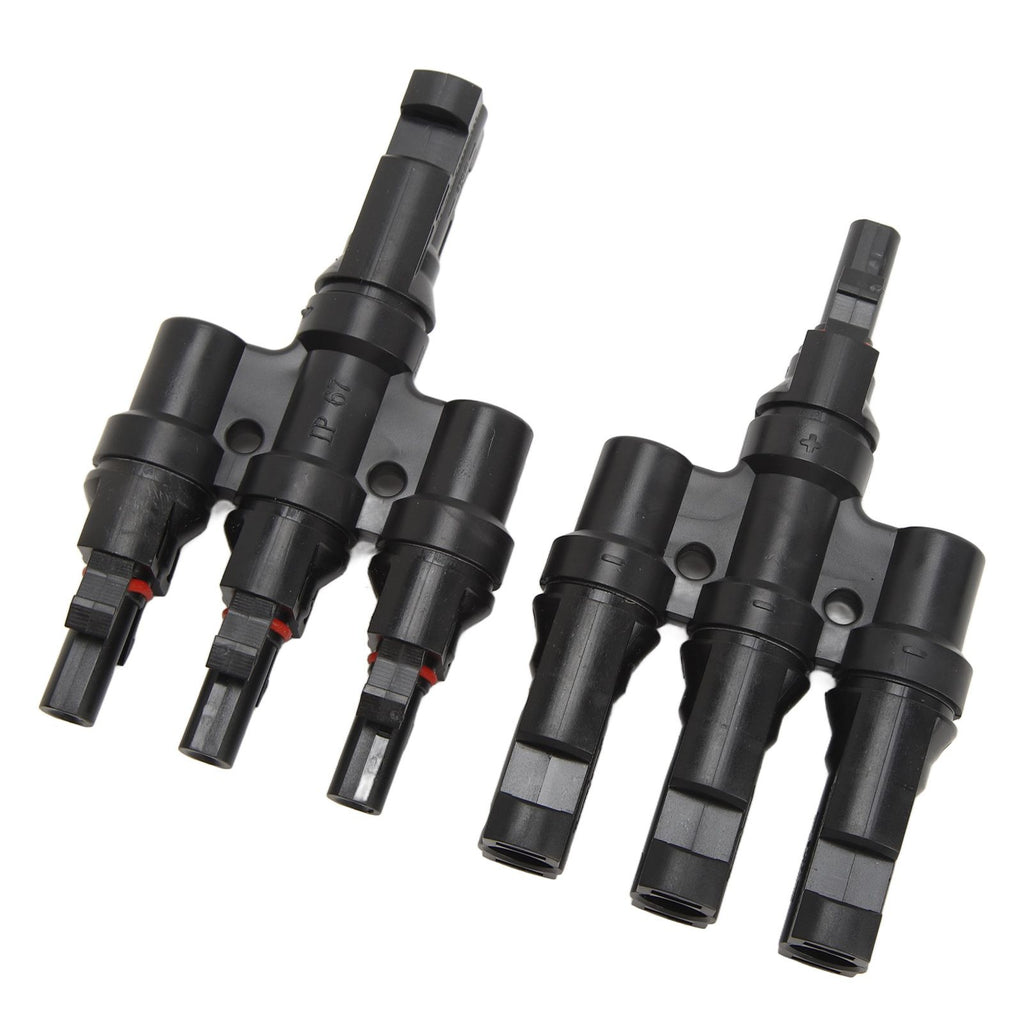 PV Solar Branch Connectors 1 to 3 Waterproof High Current Carrying Capacity Solar Panel T Branch Connector for Parallel Connection