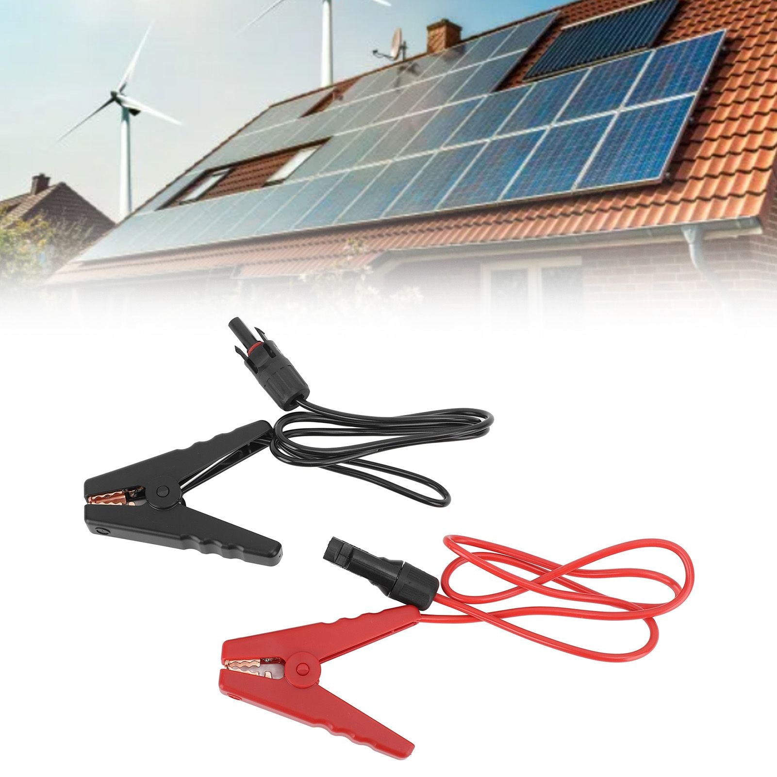2PCS Solar Power Battery Clip 12AWG Quick Disconnect Extension Cable Battery Charger Clamp Connector for Solar Panel Automotive Motorcycle