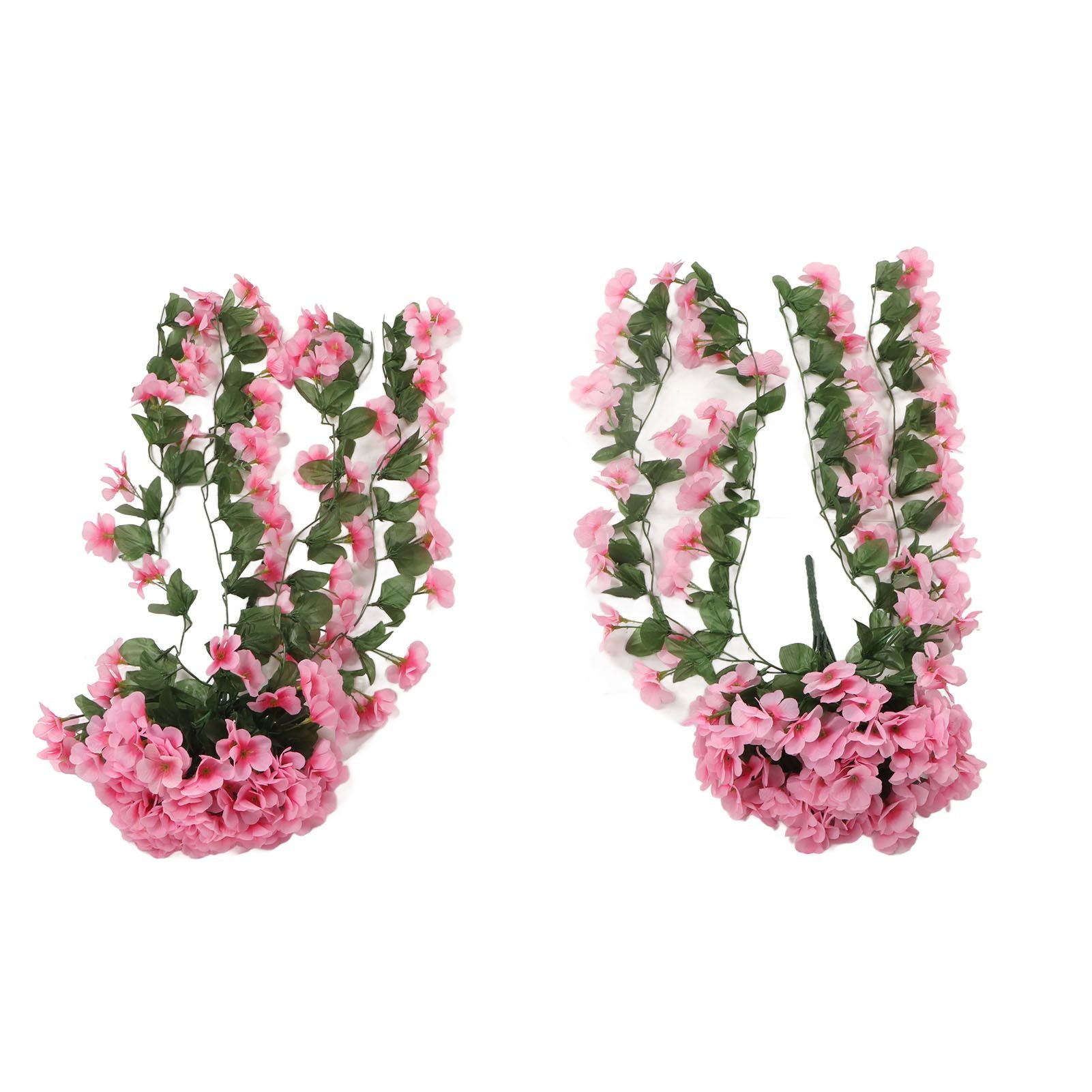 2PCS Artificial Violet Hanging Flowers Simulation Plastic Fake Plants for Decoration Garden Patio Wedding Porch Outdoor Pink