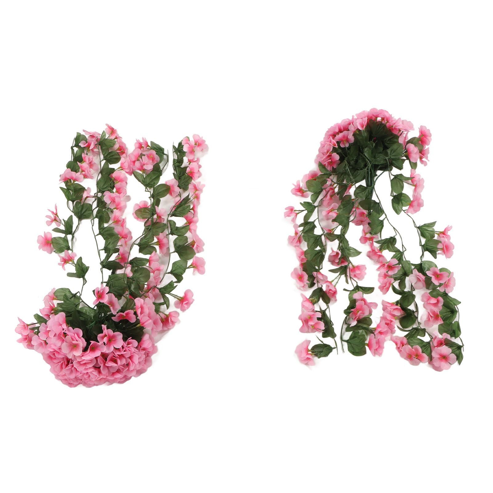 2PCS Artificial Violet Hanging Flowers Simulation Plastic Fake Plants for Decoration Garden Patio Wedding Porch Outdoor Pink