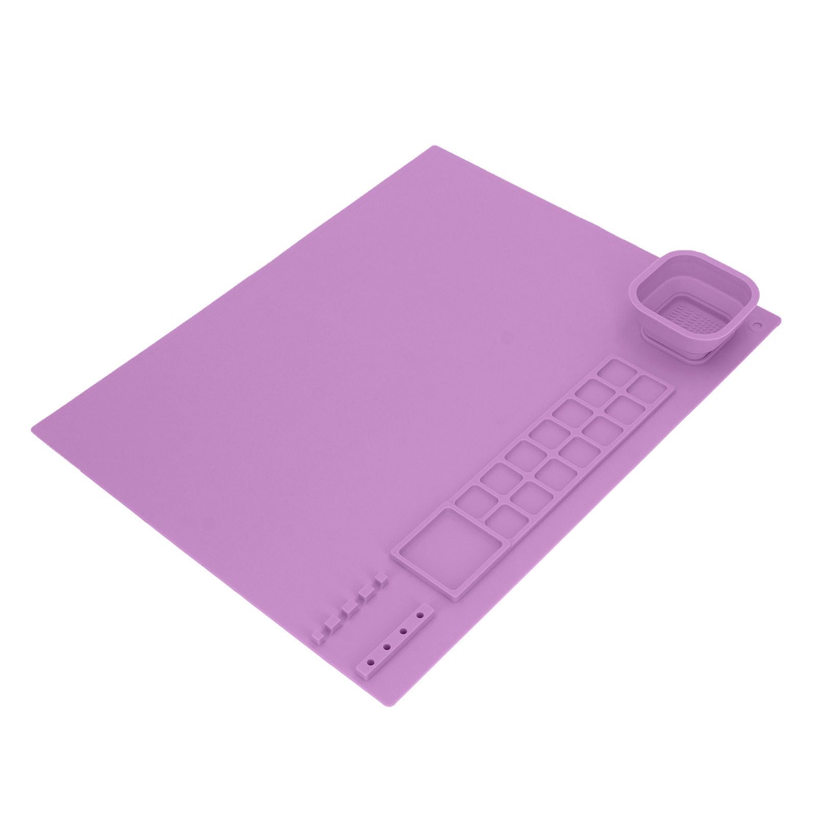 Silicone Painting Mat with Cup DIY Cultivate Artistic Talent Easy To Wipe Silicone Art Mat for Boys Girls Art Supplies Purple