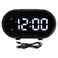 Digital Alarm Clock USB LED Display White Light Mirror Electronic Desktop Clock for Bedroom Living Room Office Black Case