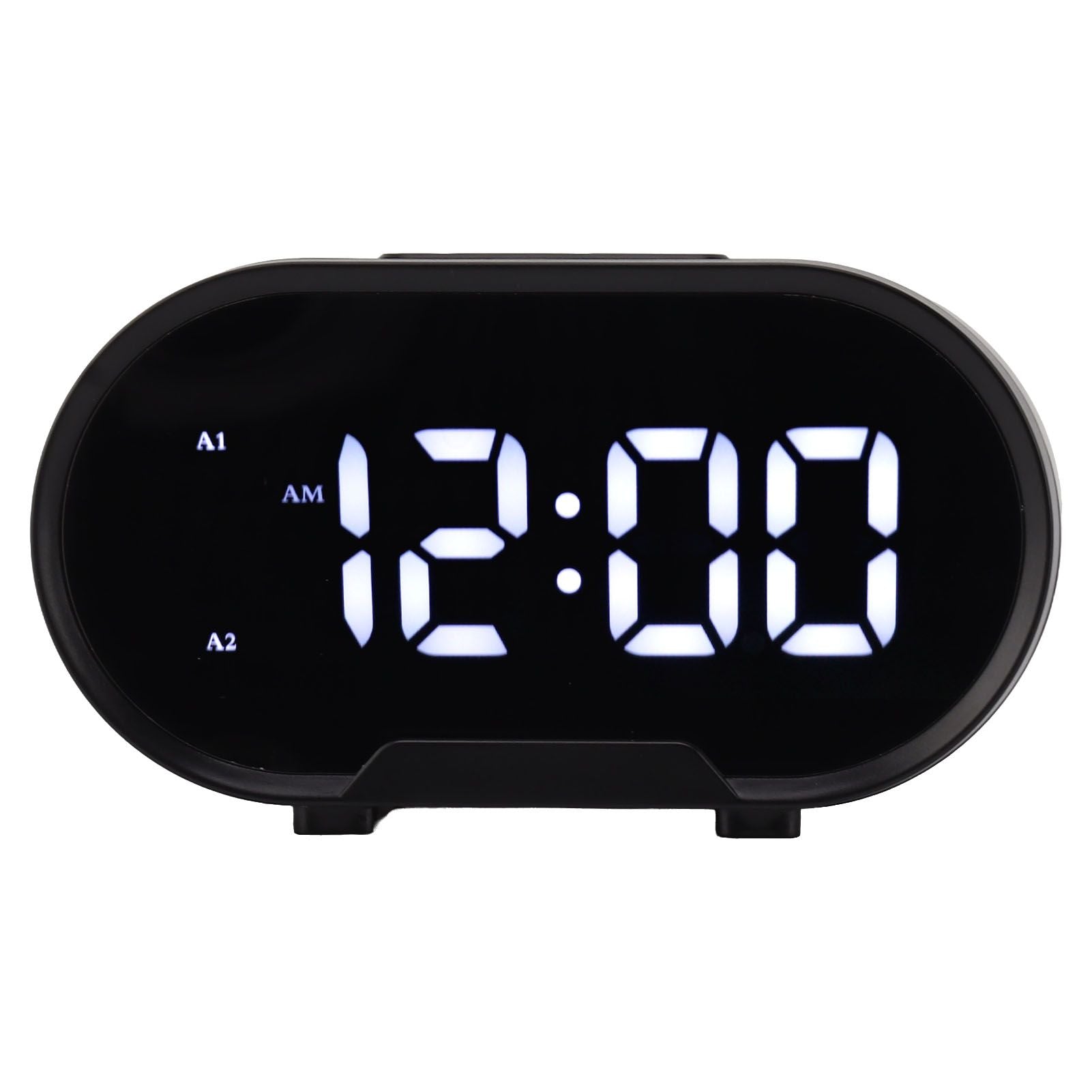 Digital Alarm Clock USB LED Display White Light Mirror Electronic Desktop Clock for Bedroom Living Room Office Black Case