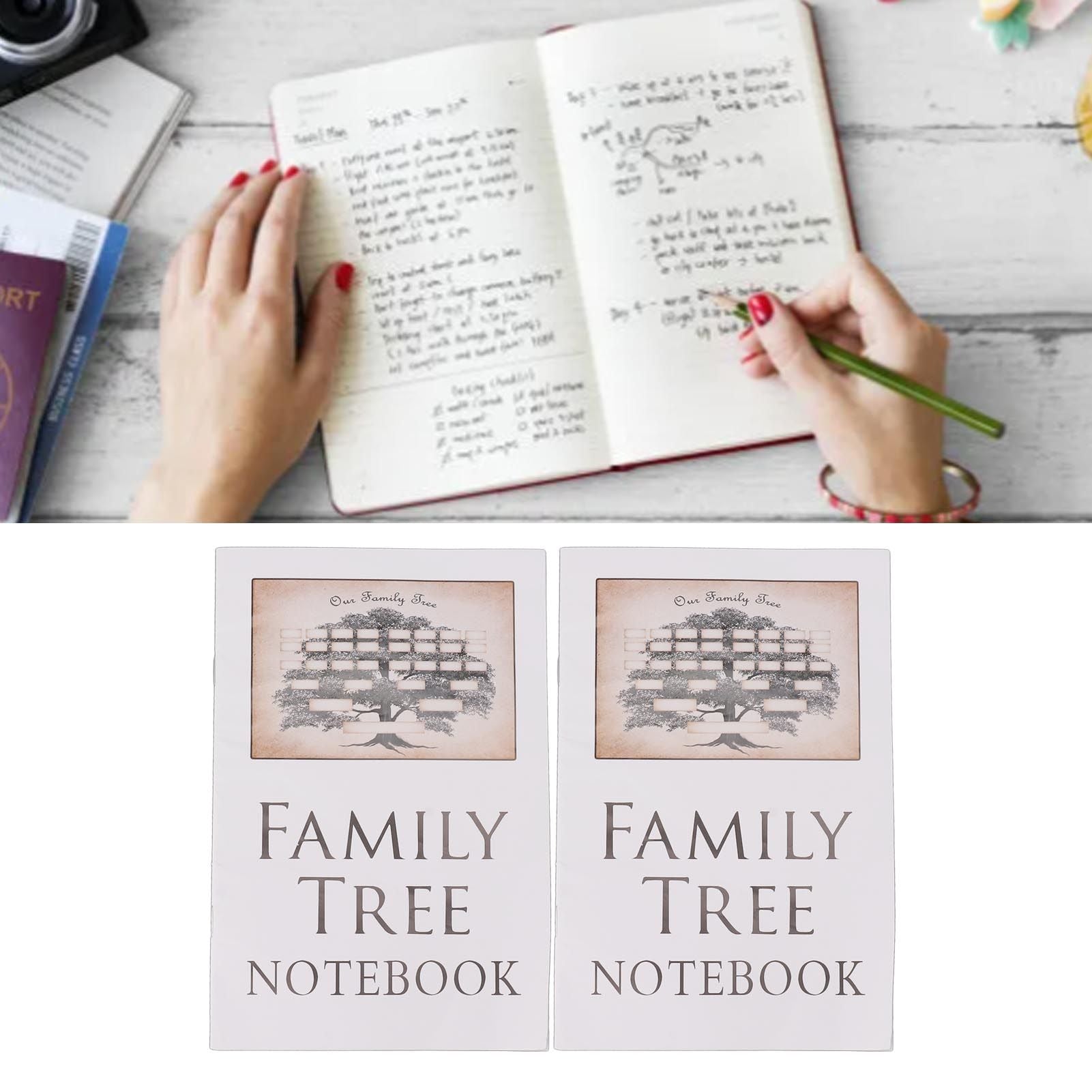 2Pcs Family Tree Notebook 16 Pages Double Sides Family History Record Book Workbook for Family Office Stationery