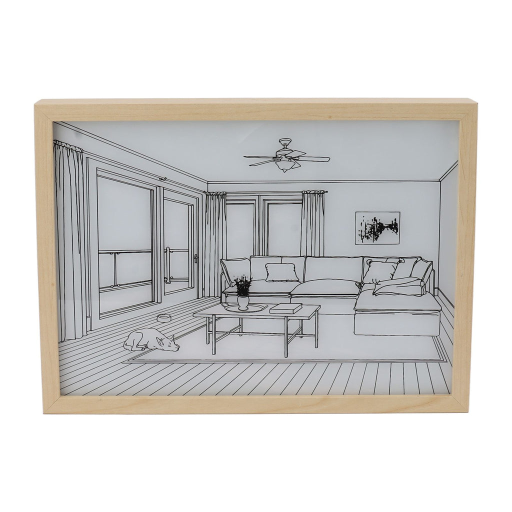 LED Illuminated Wall Art Lighted Decor Light Shadow Photo Frame Painting 3 Colours Dimmable for Bedroom Living Room L Model 1