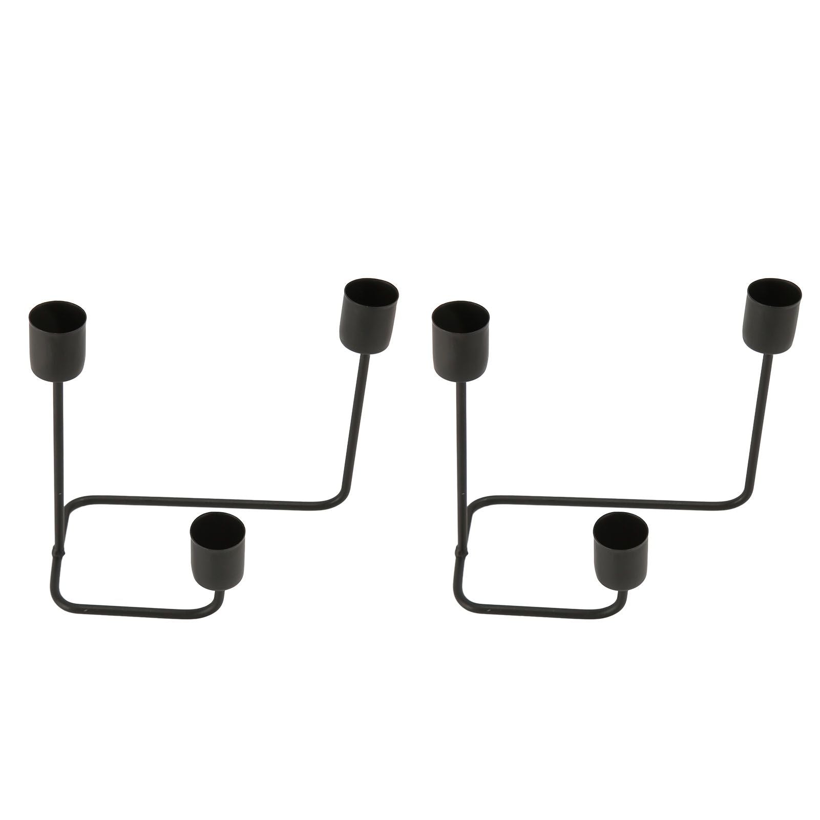 2 Pcs 3 Arm Candle Holder Black Simple Modern Candlestick Holder Decorative Candelabra for Wedding Party