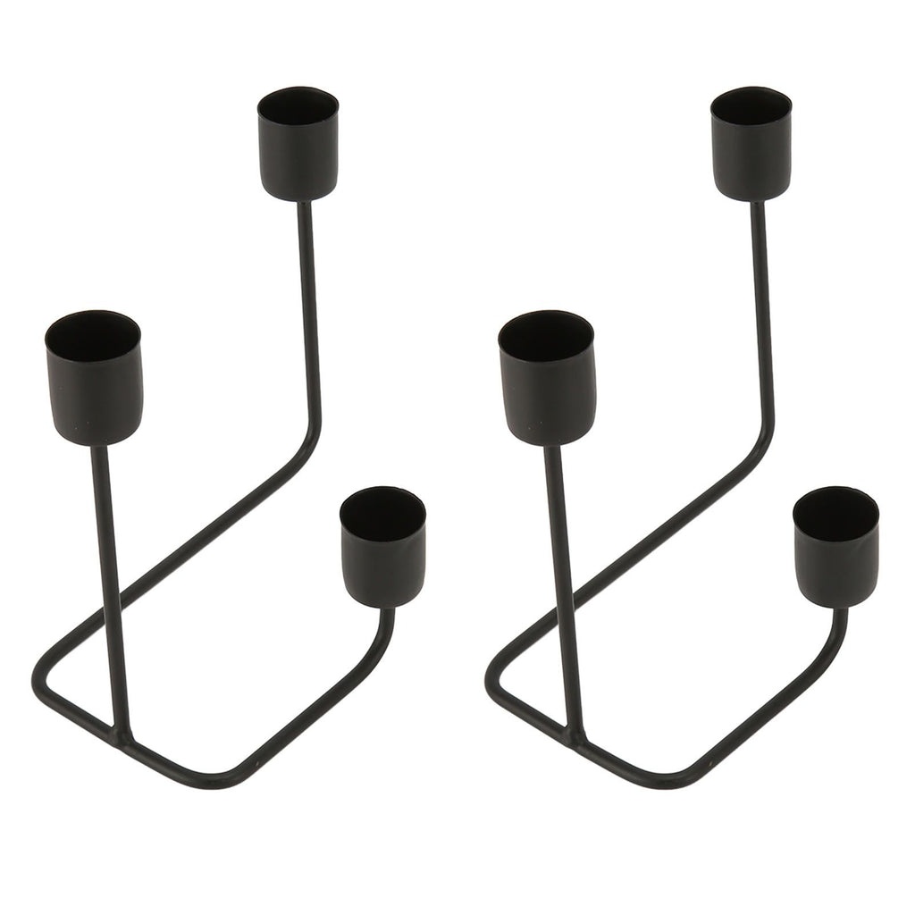 2 Pcs 3 Arm Candle Holder Black Simple Modern Candlestick Holder Decorative Candelabra for Wedding Party