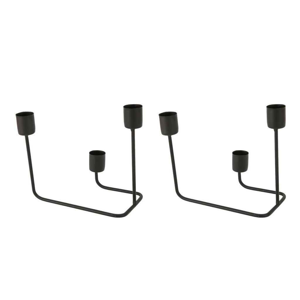 2 Pcs 3 Arm Candle Holder Black Simple Modern Candlestick Holder Decorative Candelabra for Wedding Party