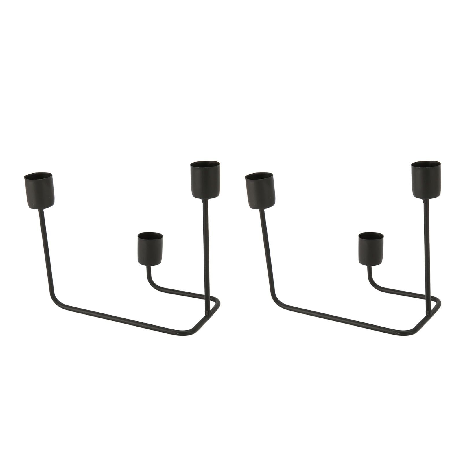 2 Pcs 3 Arm Candle Holder Black Simple Modern Candlestick Holder Decorative Candelabra for Wedding Party