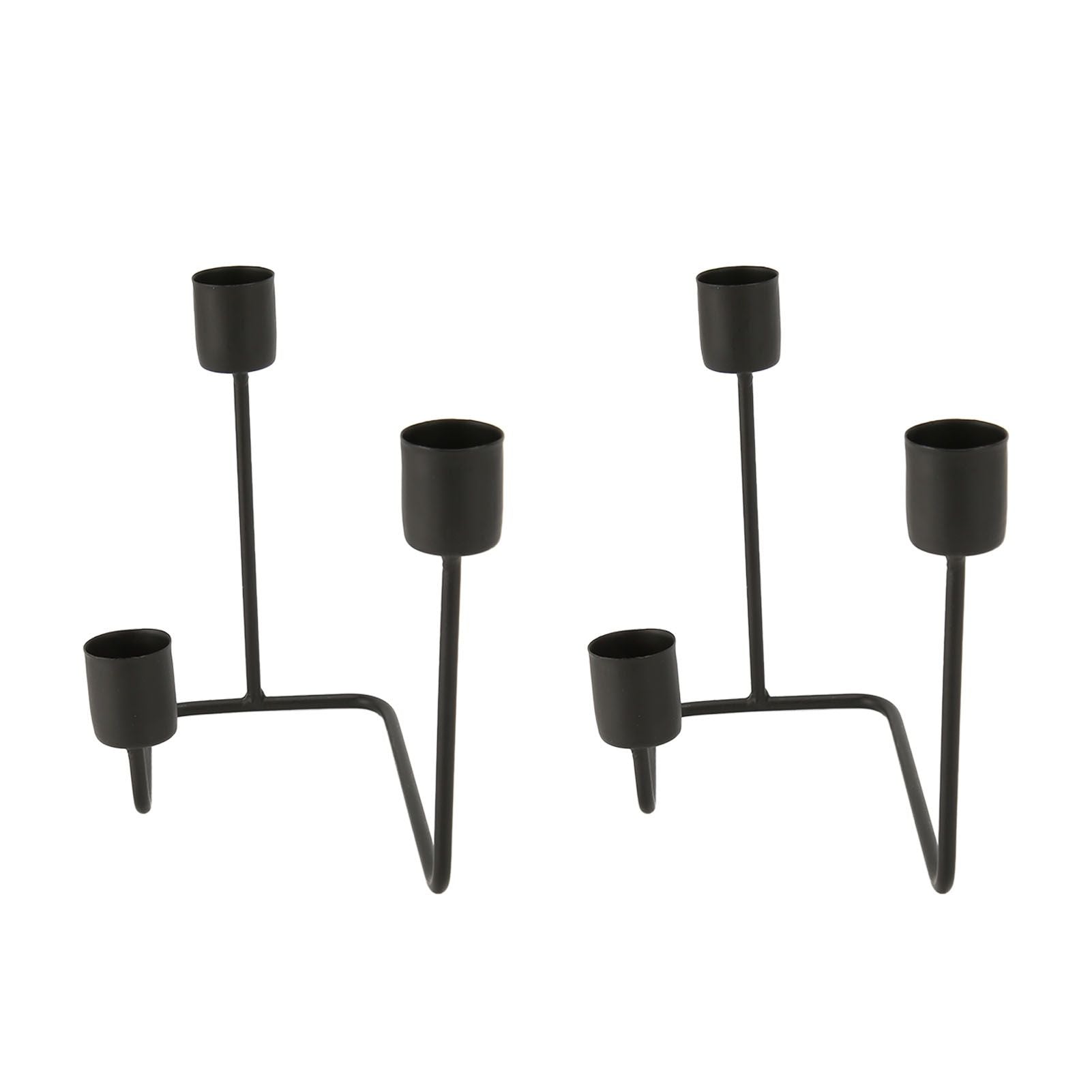 2 Pcs 3 Arm Candle Holder Black Simple Modern Candlestick Holder Decorative Candelabra for Wedding Party