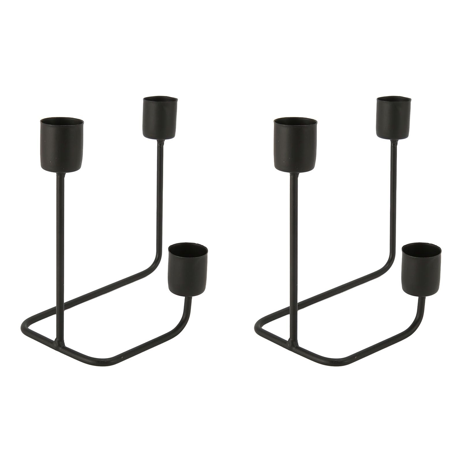 2 Pcs 3 Arm Candle Holder Black Simple Modern Candlestick Holder Decorative Candelabra for Wedding Party
