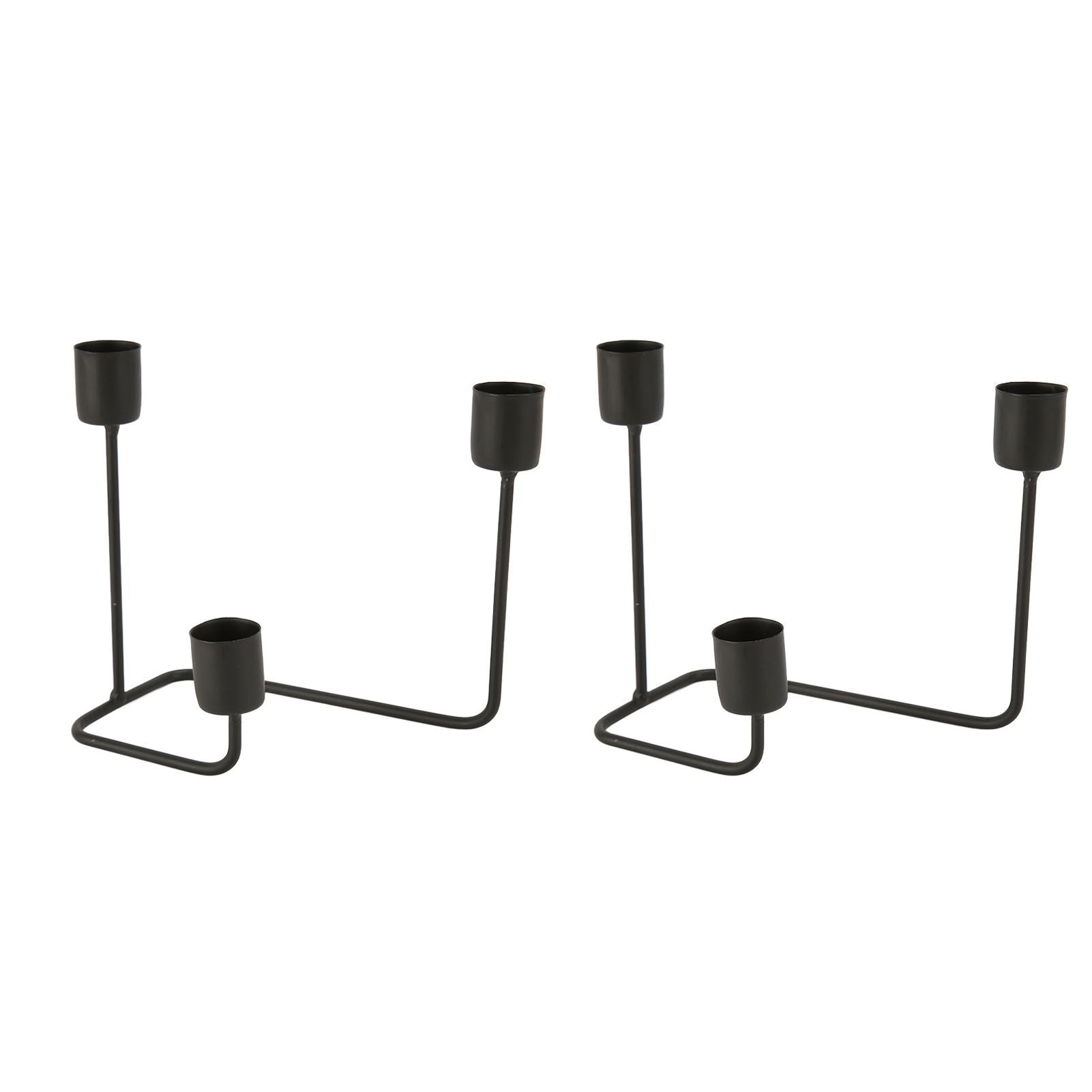 2 Pcs 3 Arm Candle Holder Black Simple Modern Candlestick Holder Decorative Candelabra for Wedding Party