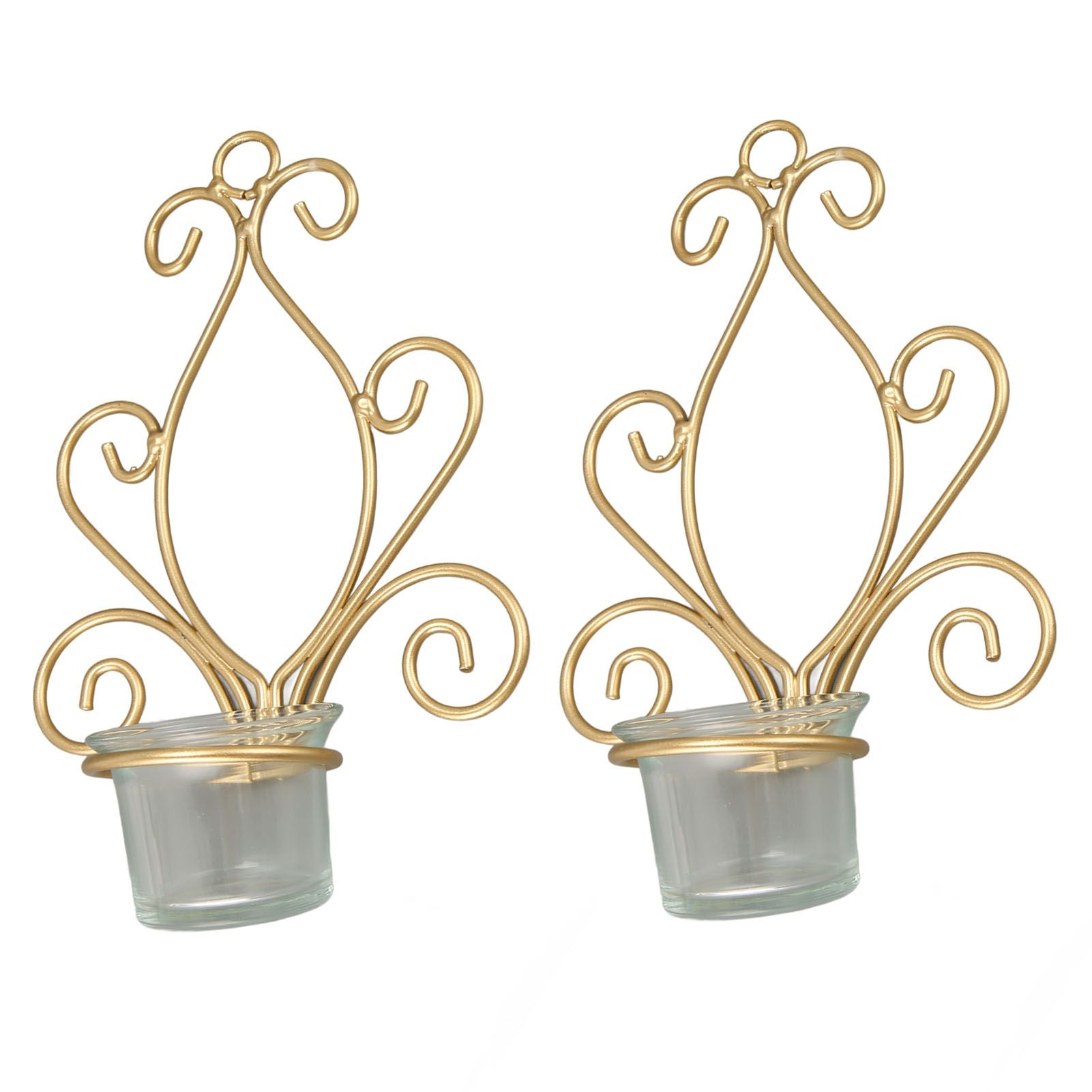 2PCS Wall Hanging Candlesticks Holder Gold Color Durable Metal Candle Holder for Wedding Decoration