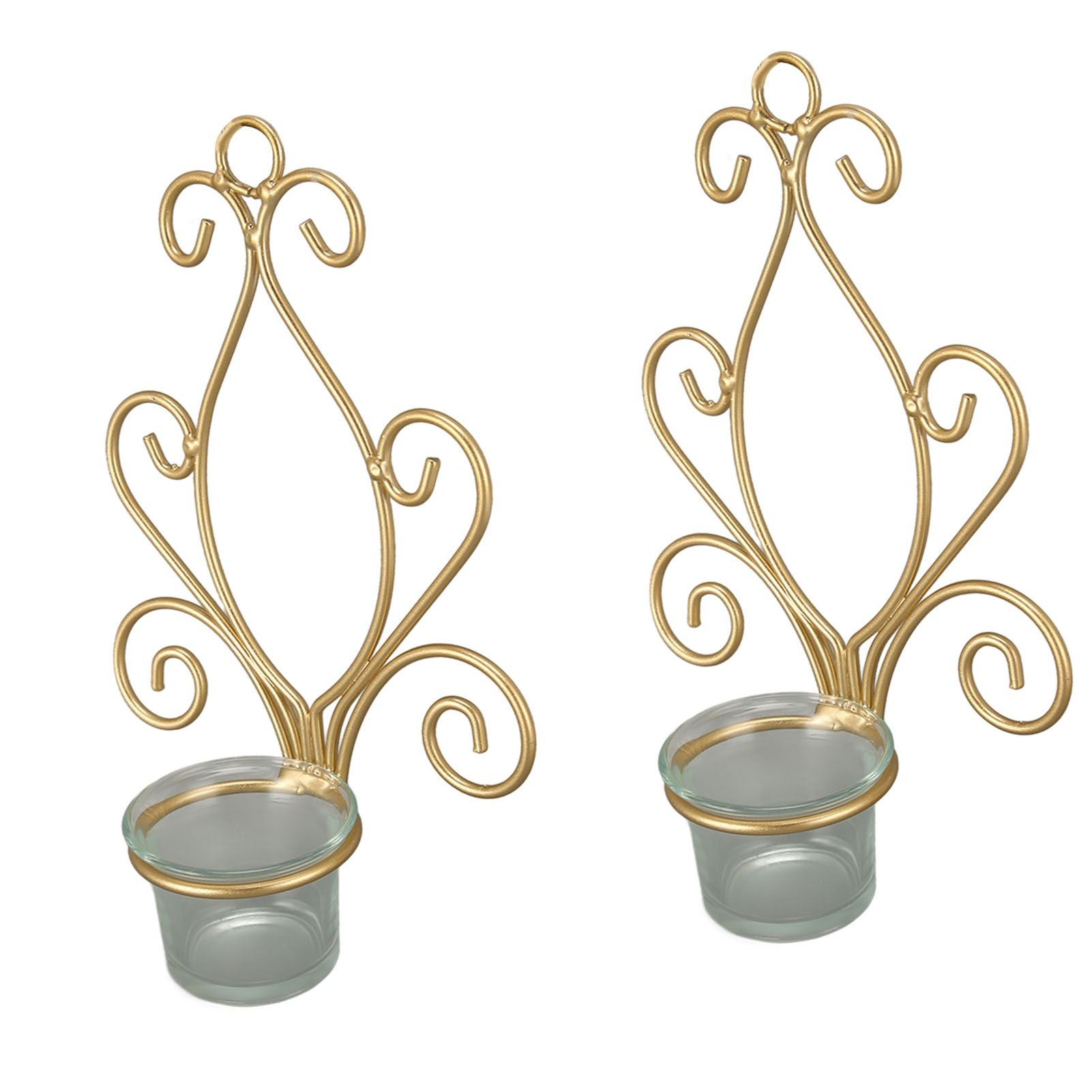 2PCS Wall Hanging Candlesticks Holder Gold Color Durable Metal Candle Holder for Wedding Decoration