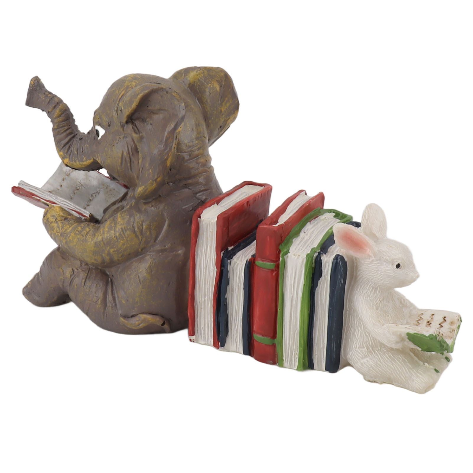 Figurine Statue Ornament Elephant Bunny Reading Resin Long Lasting Garden Sculpture Decor for Desk Outdoor Yard Office
