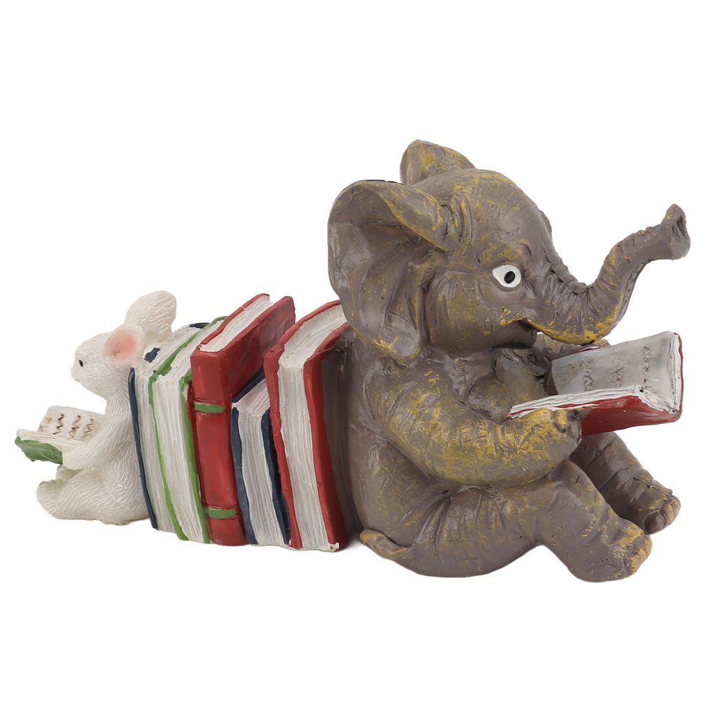 Figurine Statue Ornament Elephant Bunny Reading Resin Long Lasting Garden Sculpture Decor for Desk Outdoor Yard Office
