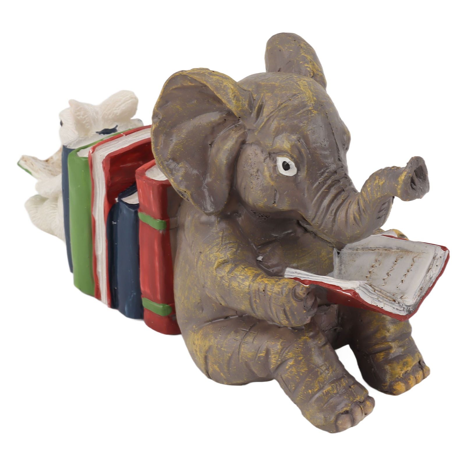 Figurine Statue Ornament Elephant Bunny Reading Resin Long Lasting Garden Sculpture Decor for Desk Outdoor Yard Office