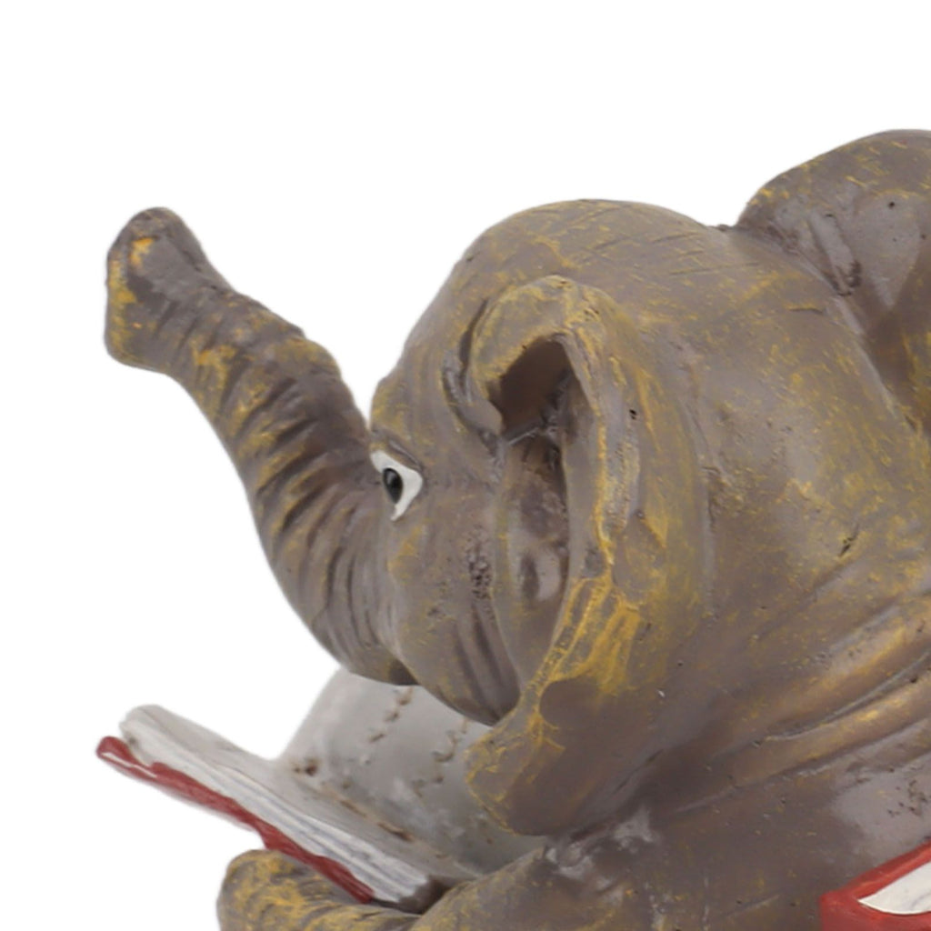 Figurine Statue Ornament Elephant Bunny Reading Resin Long Lasting Garden Sculpture Decor for Desk Outdoor Yard Office