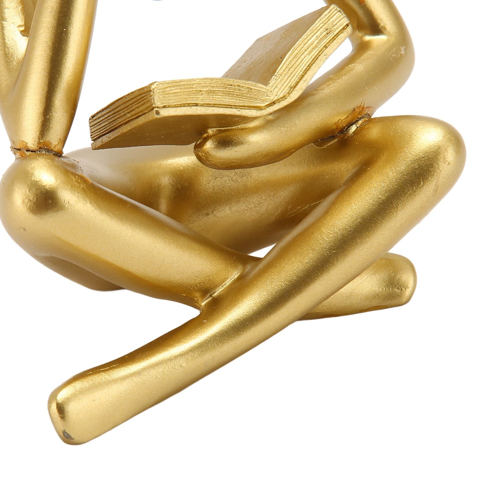 Thinker Reading Statue Resin Sitting Figure Abstract Art Ornament for Living Room Cabinet Decoration Gold