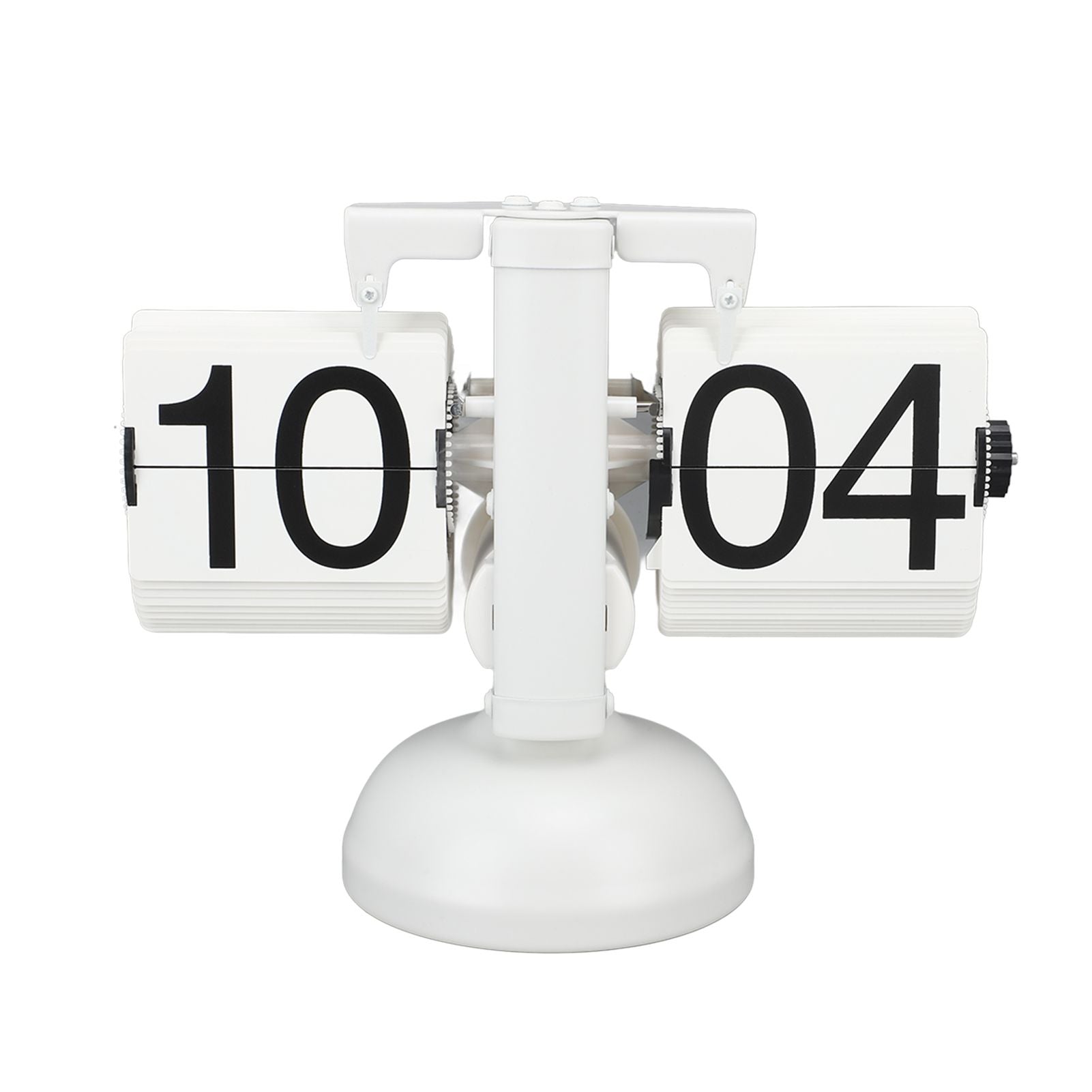 Flip Clock Large Number Battery Powered 304 Stainless Steel Tabletop Retro Flip Clock for Home Office 24 Hours All White