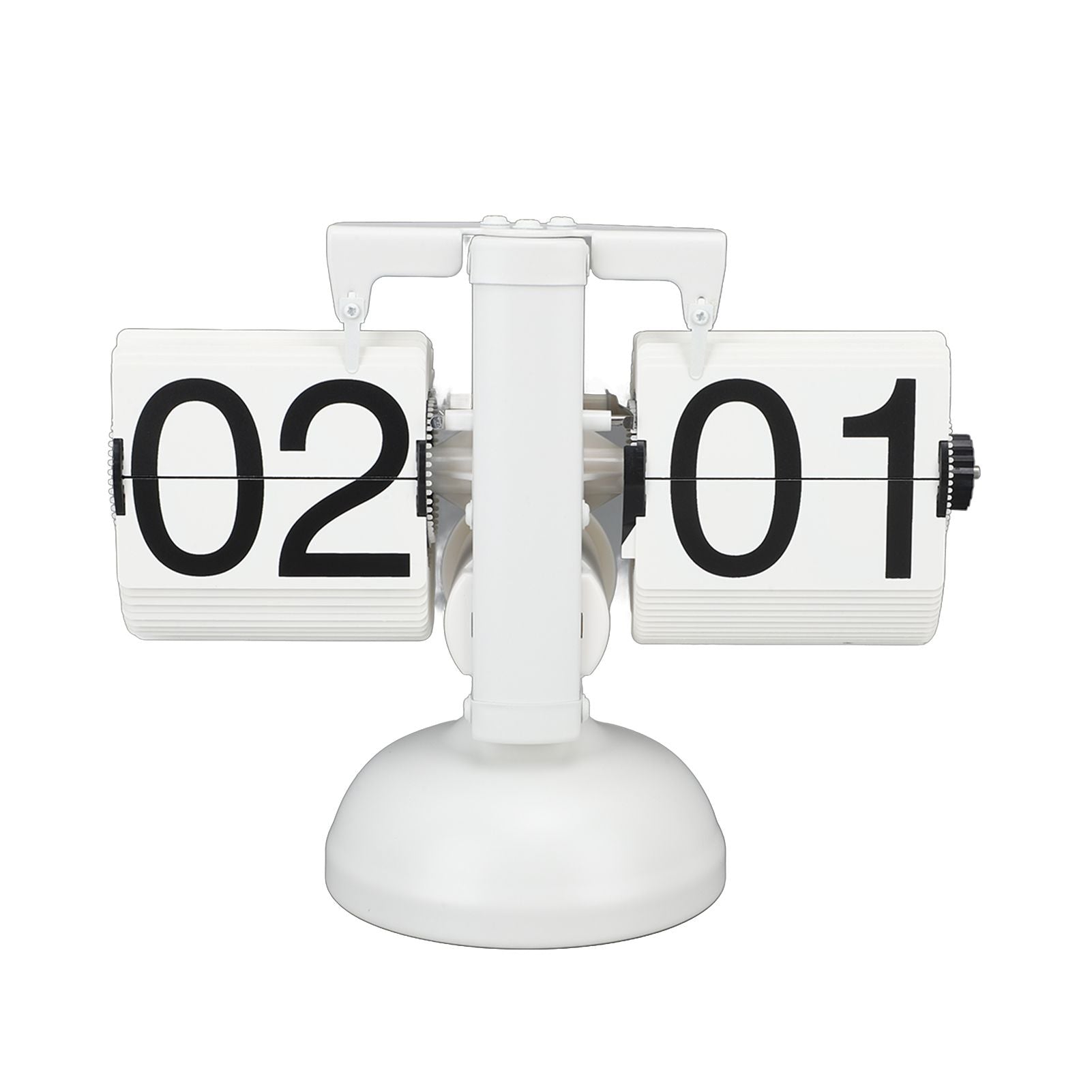 Flip Clock Large Number Battery Powered 304 Stainless Steel Tabletop Retro Flip Clock for Home Office 24 Hours All White