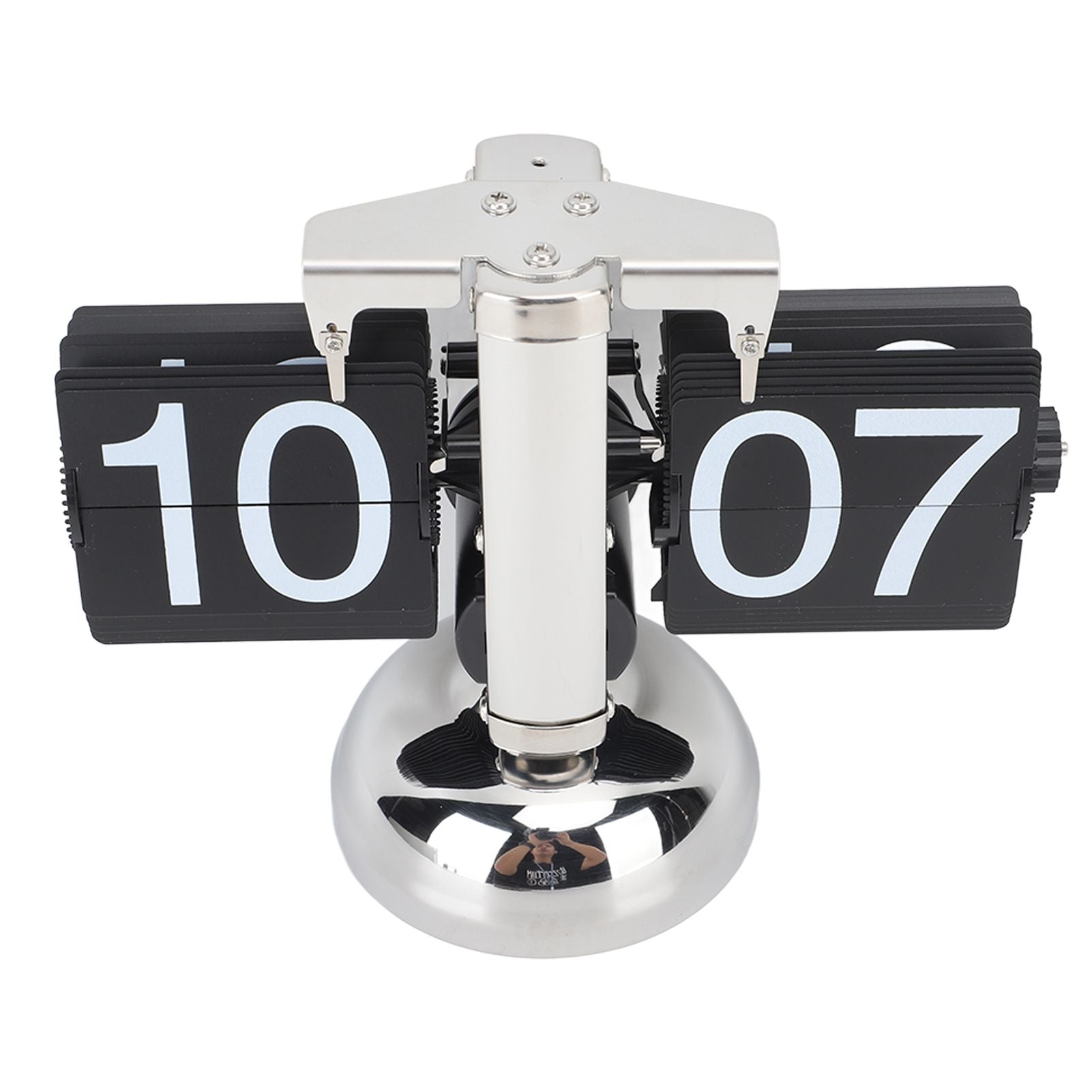 Flip Clock Large Number Battery Powered 304 Stainless Steel Tabletop Retro Flip Clock for Home Office 24 Hours Black Page