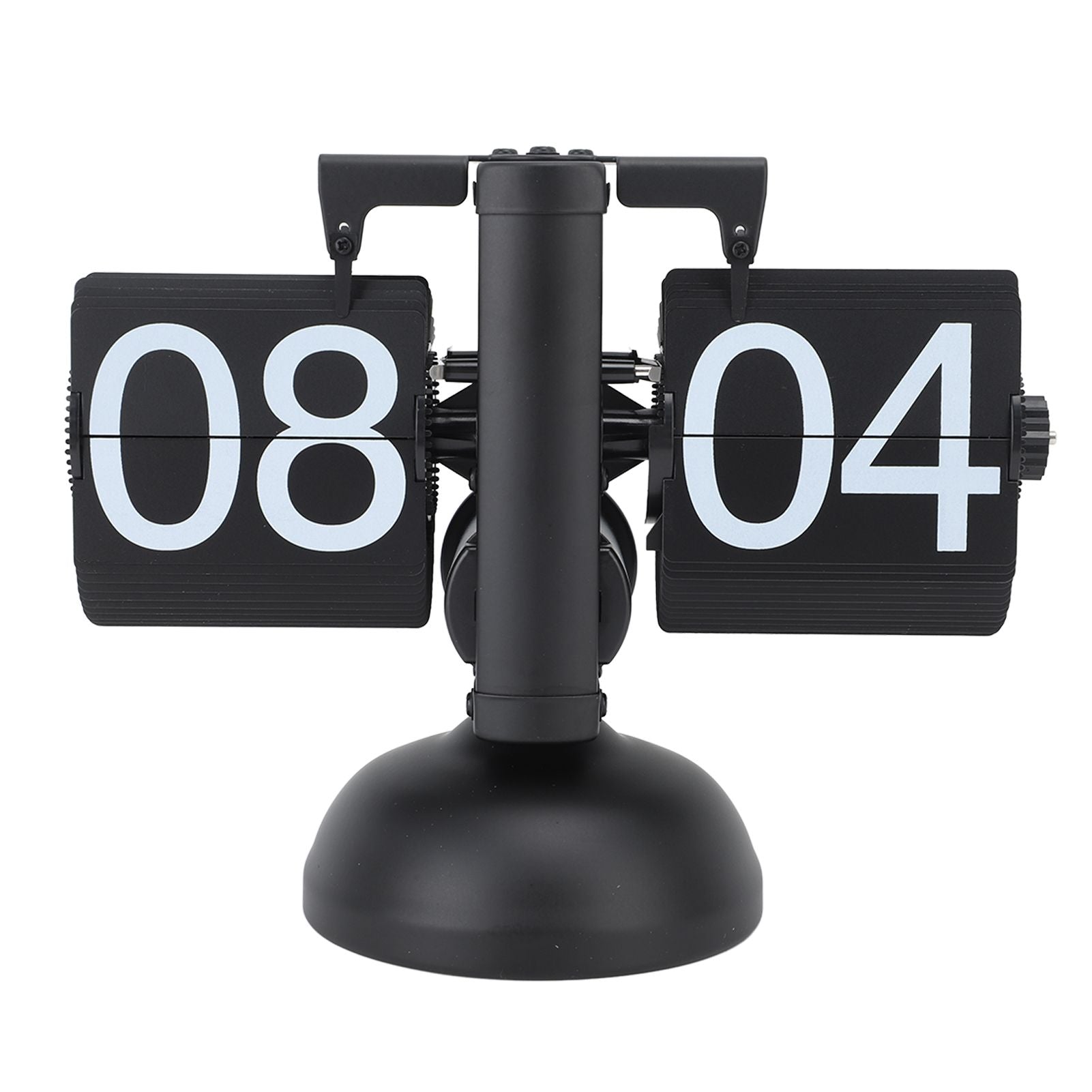 Flip Clock Large Number Battery Powered 304 Stainless Steel Tabletop Retro Flip Clock for Home Office 24 Hours All Black