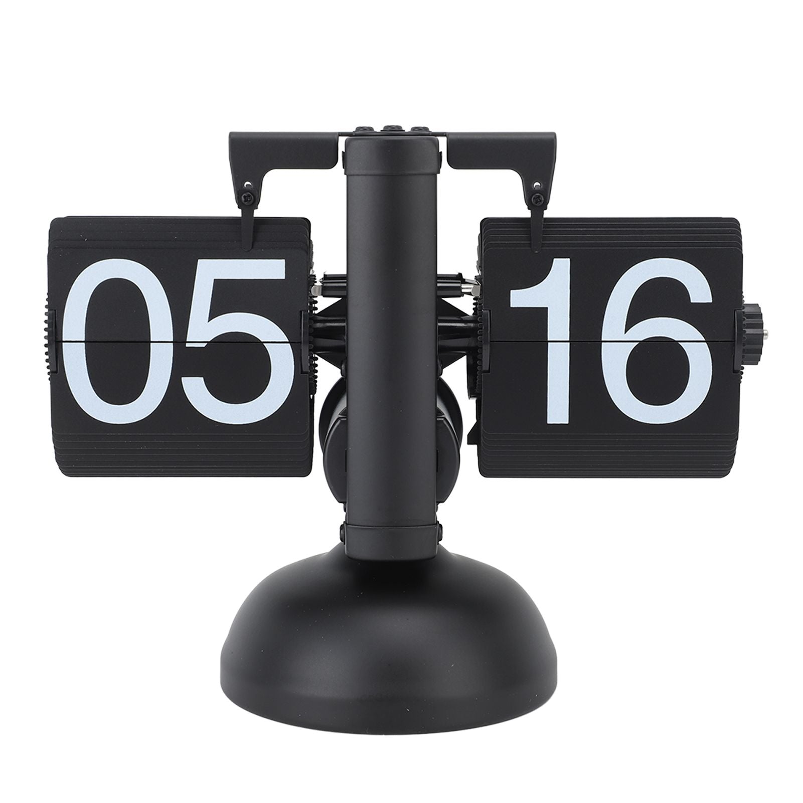 Flip Clock Large Number Battery Powered 304 Stainless Steel Tabletop Retro Flip Clock for Home Office 24 Hours All Black